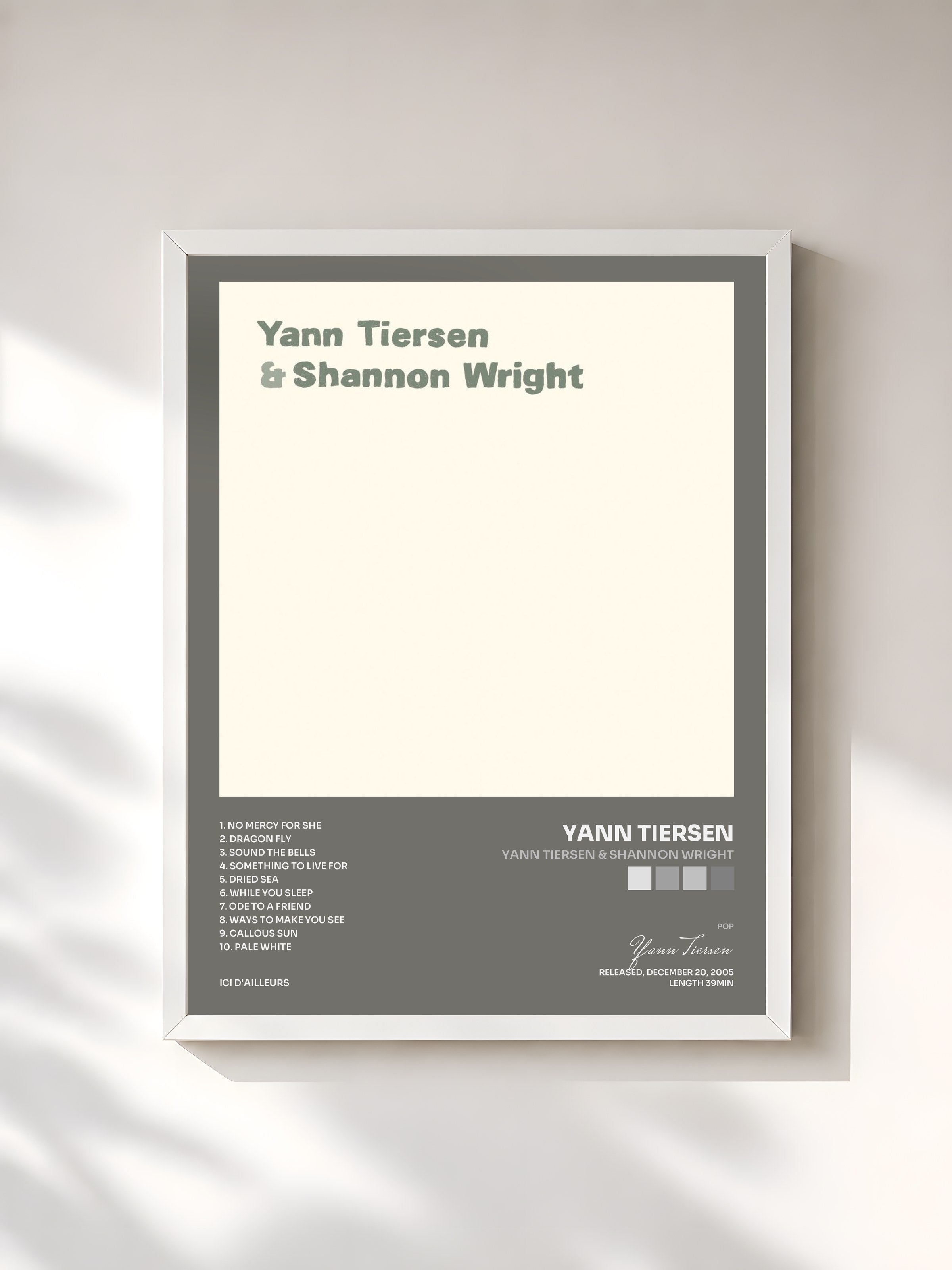 #blanc Tableau de l'album Yann tiersen & shannon wright de Yann Tiersen, cadre blanc, imprimé et encadré en France