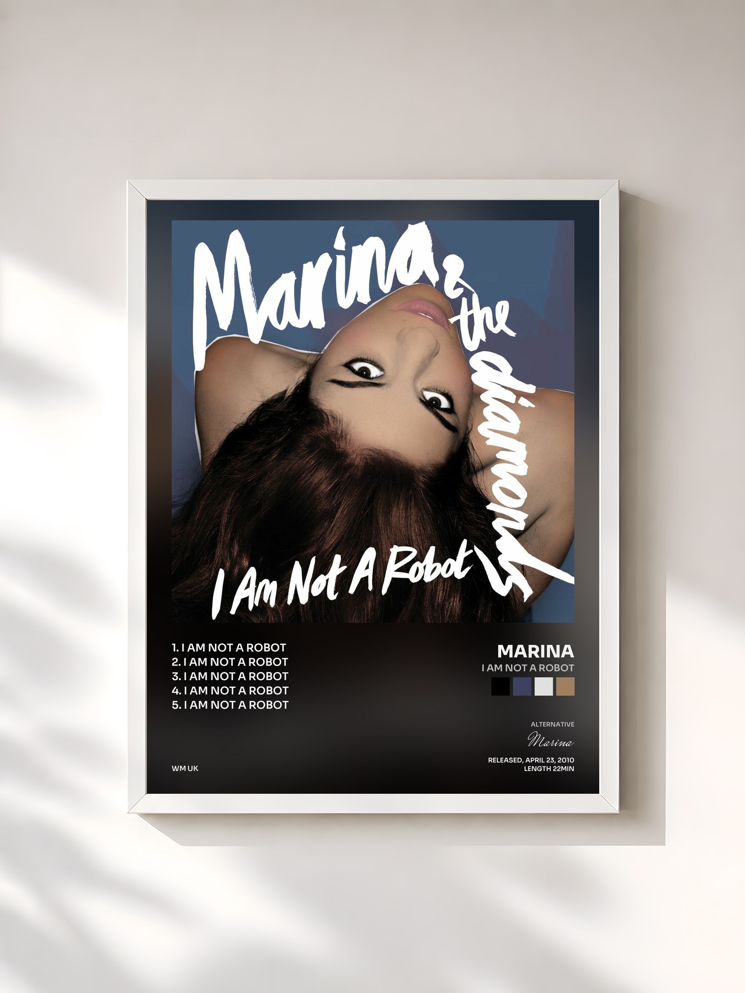 #blanc Tableau de l'album I Am Not a Robot de Marina, cadre blanc, imprimé et encadré en France