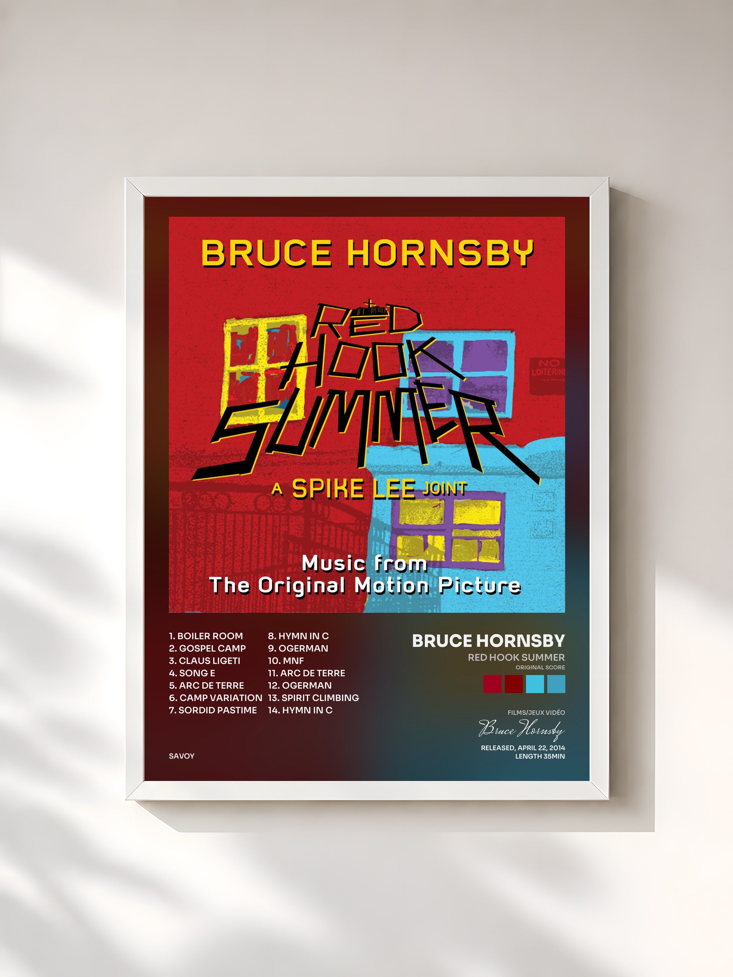#blanc Tableau de l'album Red Hook Summer (Original Score) de Bruce Hornsby, cadre blanc, imprimé et encadré en France