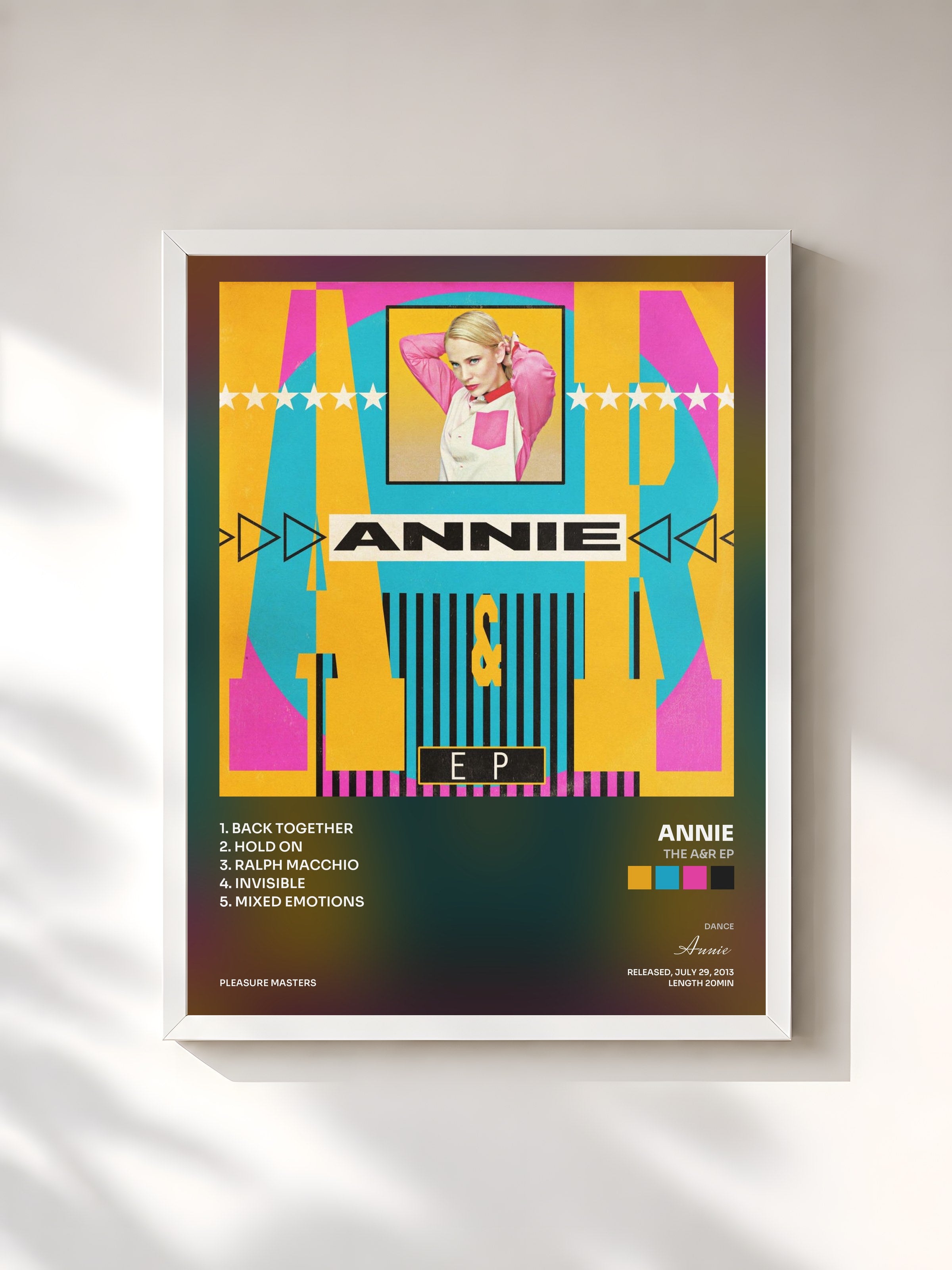 #blanc Tableau de l'album The A&R EP de Annie, cadre blanc, imprimé et encadré en France