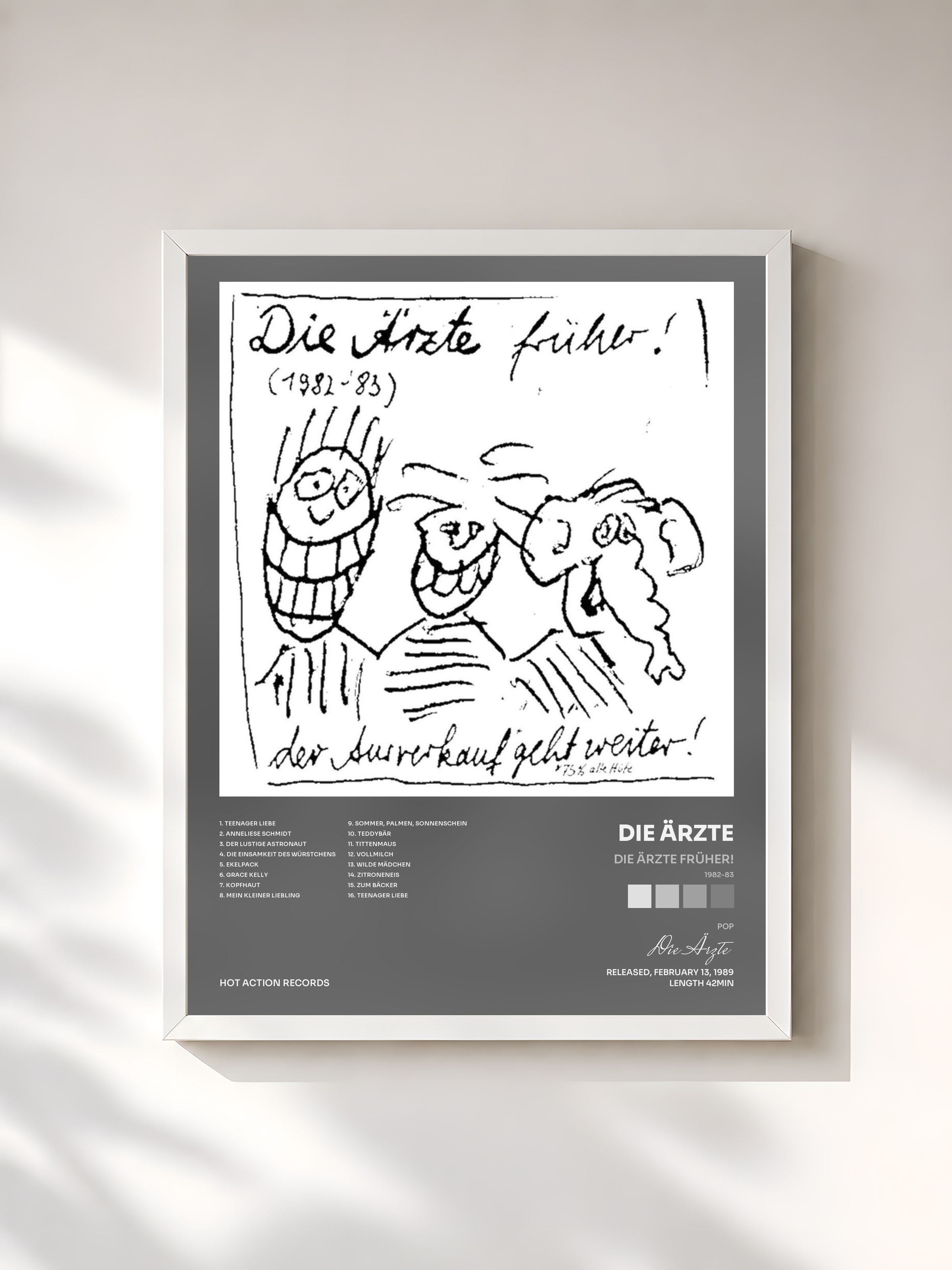 #blanc Tableau de l'album Die Ärzte früher! (1982-83) de Die Ärzte, cadre blanc, imprimé et encadré en France