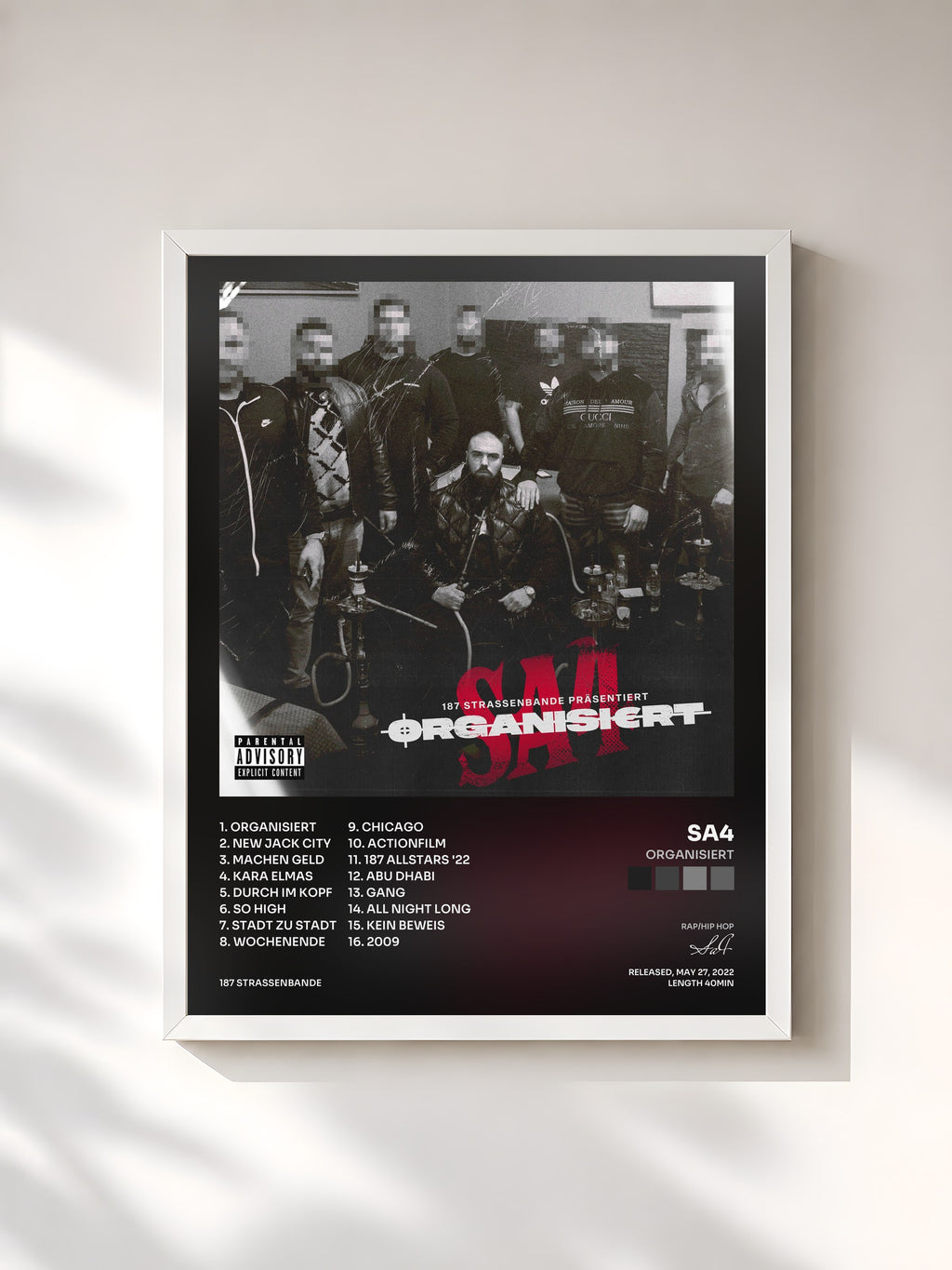 #blanc Tableau de l'album Organisiert de Sa4, cadre blanc, imprimé et encadré en France