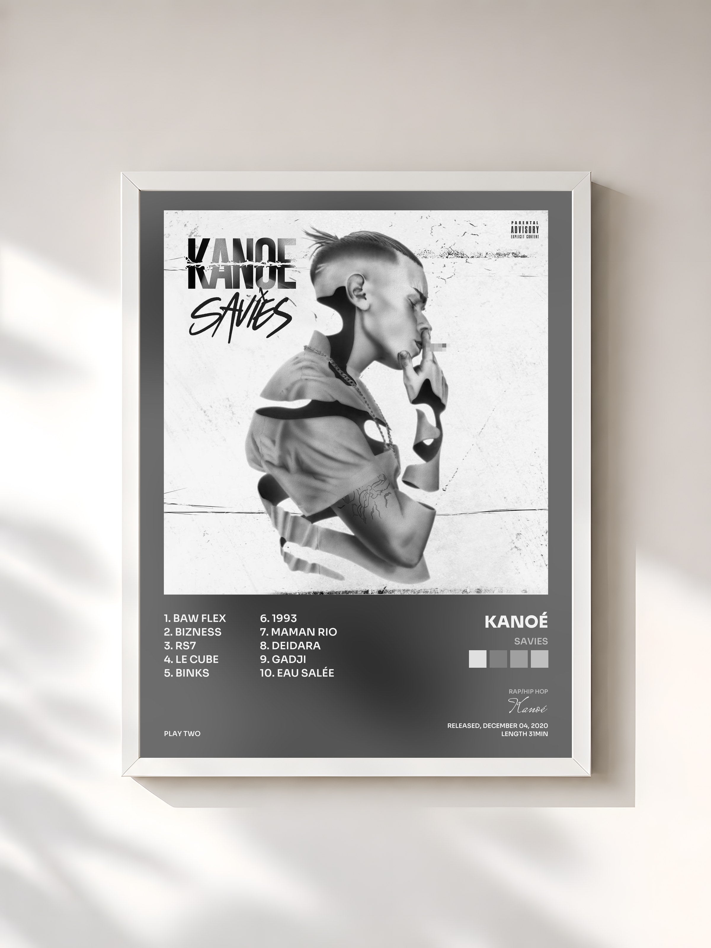 #blanc Tableau de l'album Savies de Kanoé, cadre blanc, imprimé et encadré en France