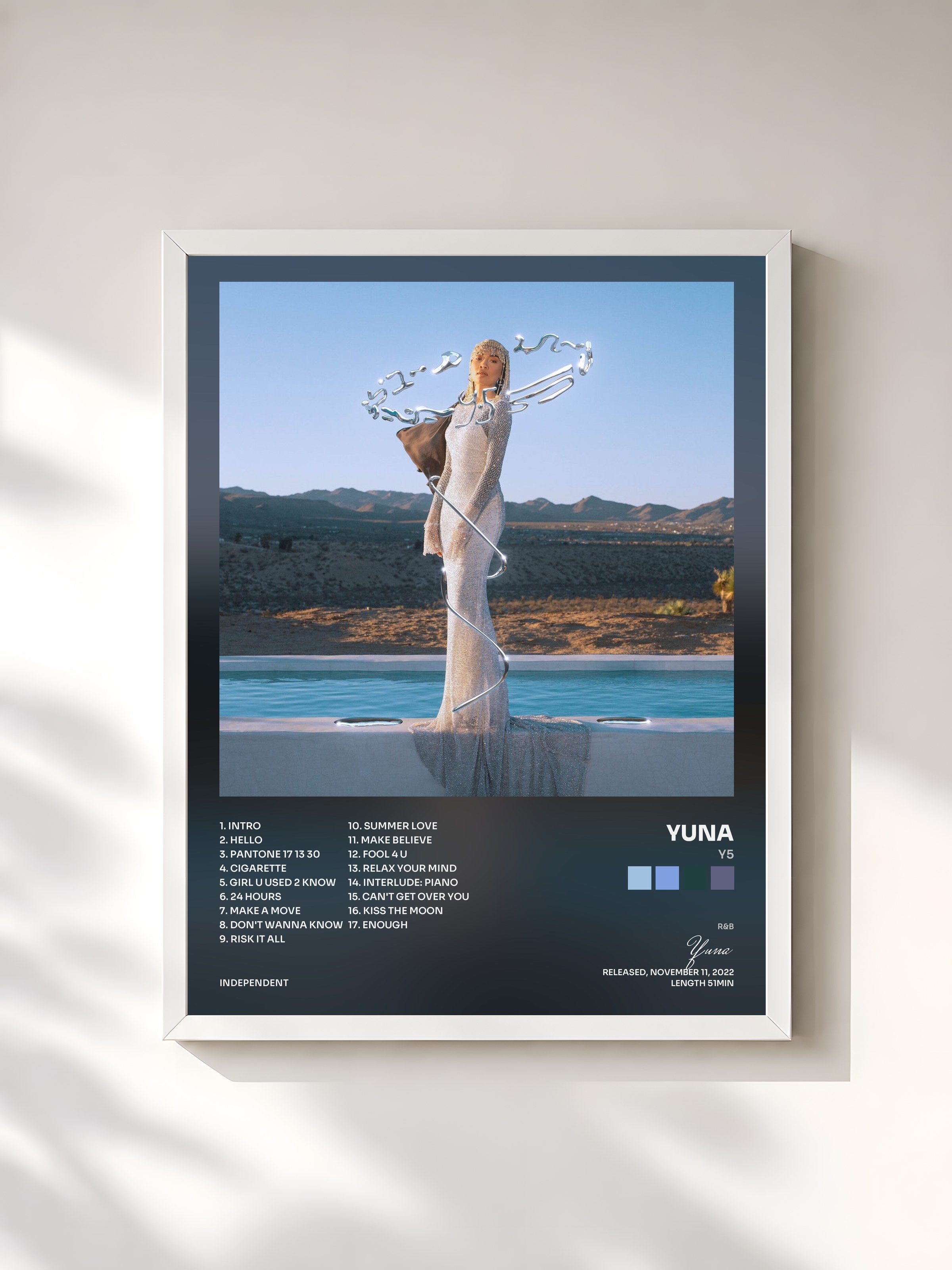 #blanc Tableau de l'album Y5 de Yuna, cadre blanc, imprimé et encadré en France