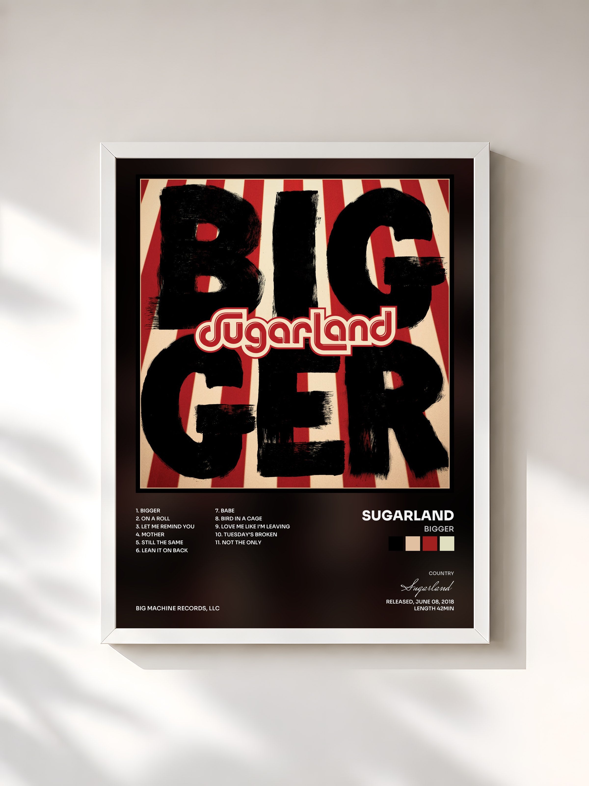 #blanc Tableau de l'album Bigger de Sugarland, cadre blanc, imprimé et encadré en France