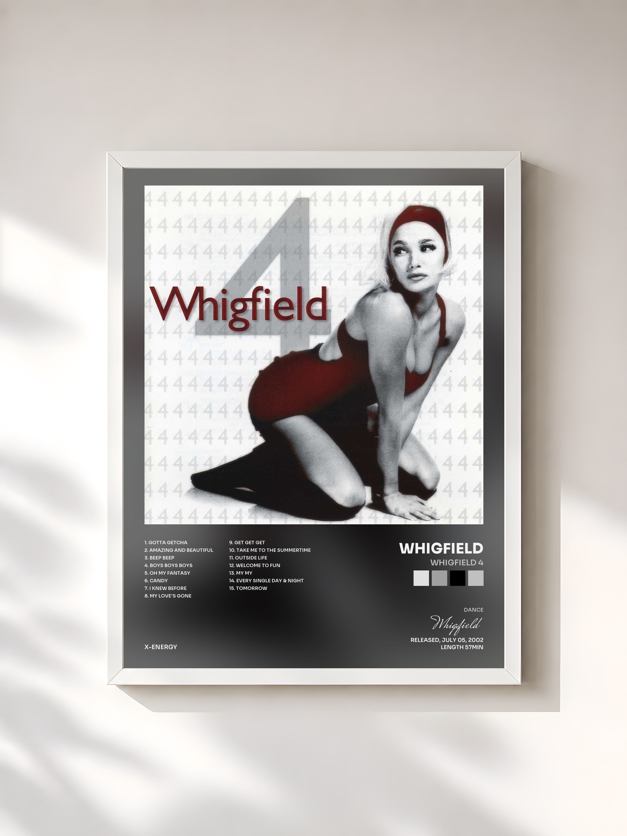 #blanc Tableau de l'album Whigfield 4 de Whigfield, cadre blanc, imprimé et encadré en France