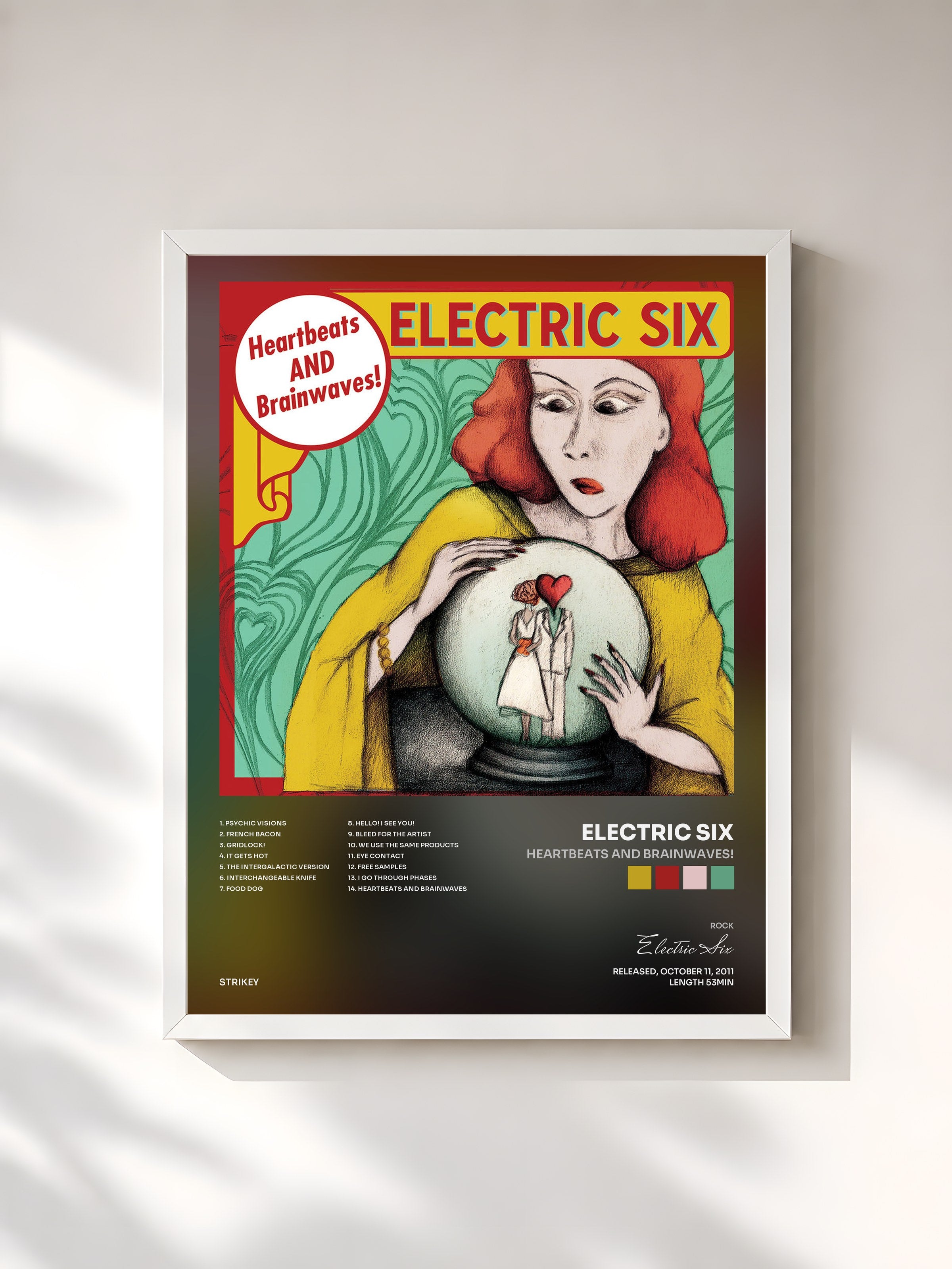 #blanc Tableau de l'album Heartbeats and Brainwaves! de Electric Six, cadre blanc, imprimé et encadré en France