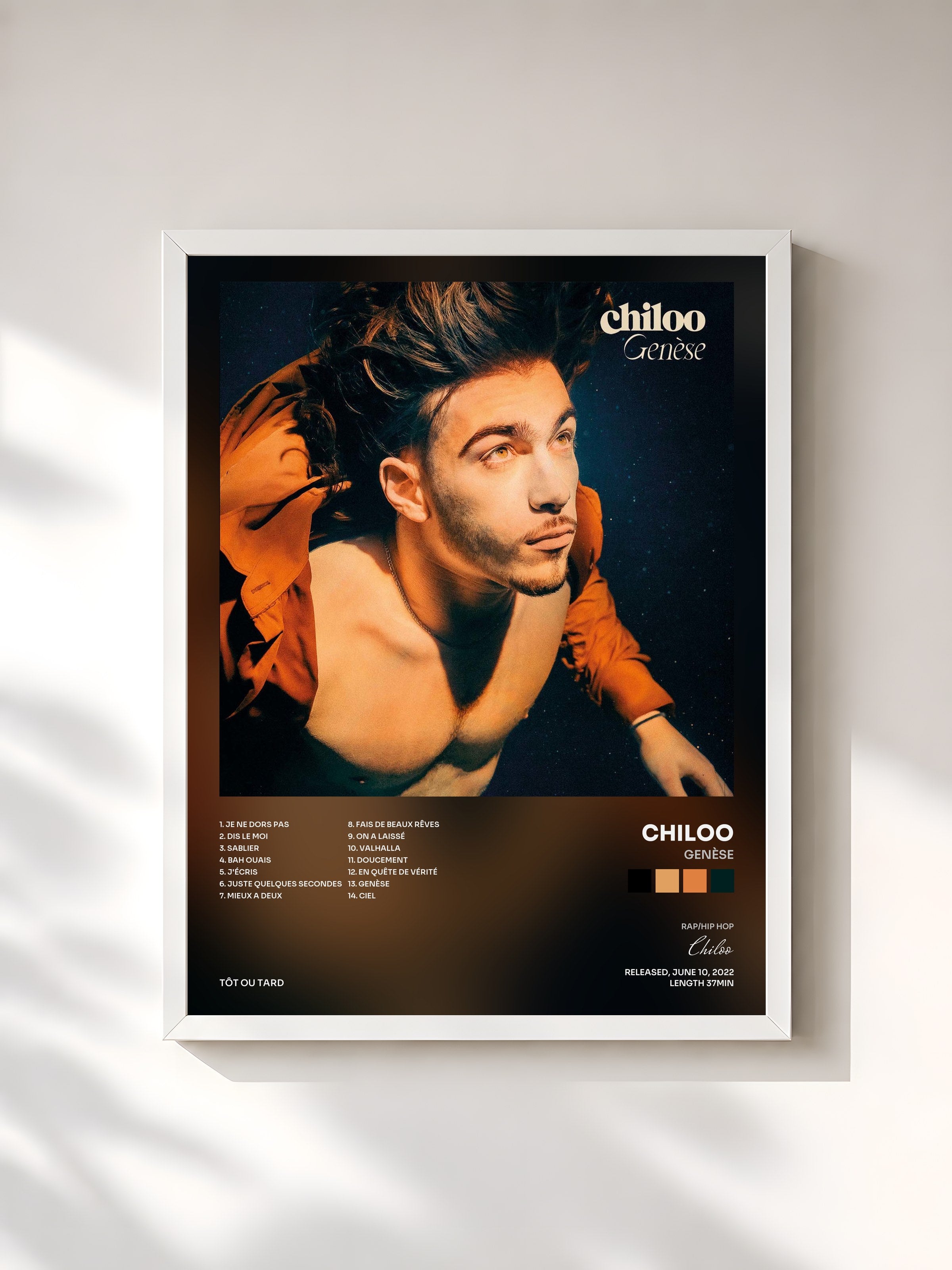 #blanc Tableau de l'album Genèse de Chiloo, cadre blanc, imprimé et encadré en France