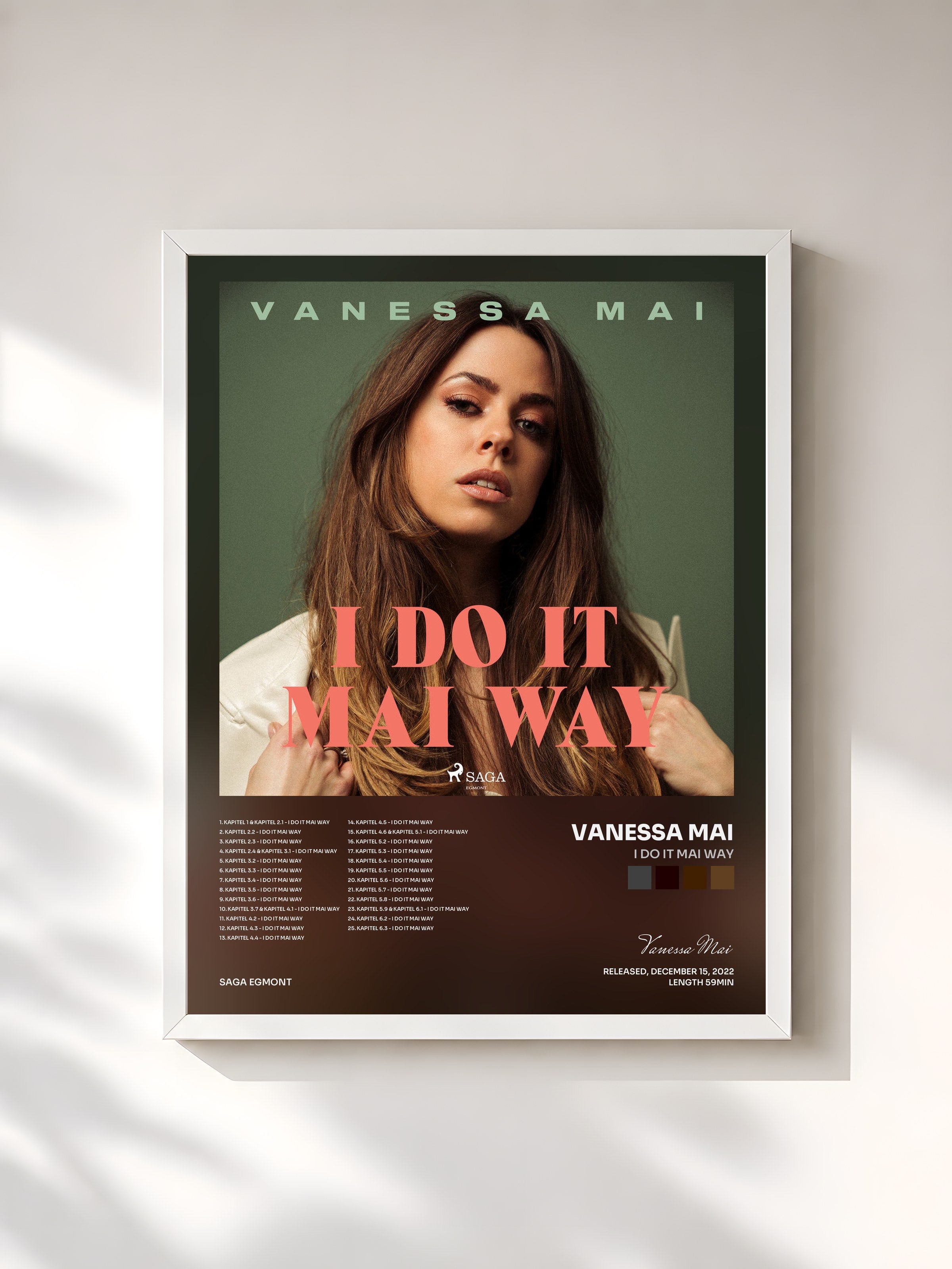 #blanc Tableau de l'album I Do It Mai Way de Vanessa Mai, cadre blanc, imprimé et encadré en France