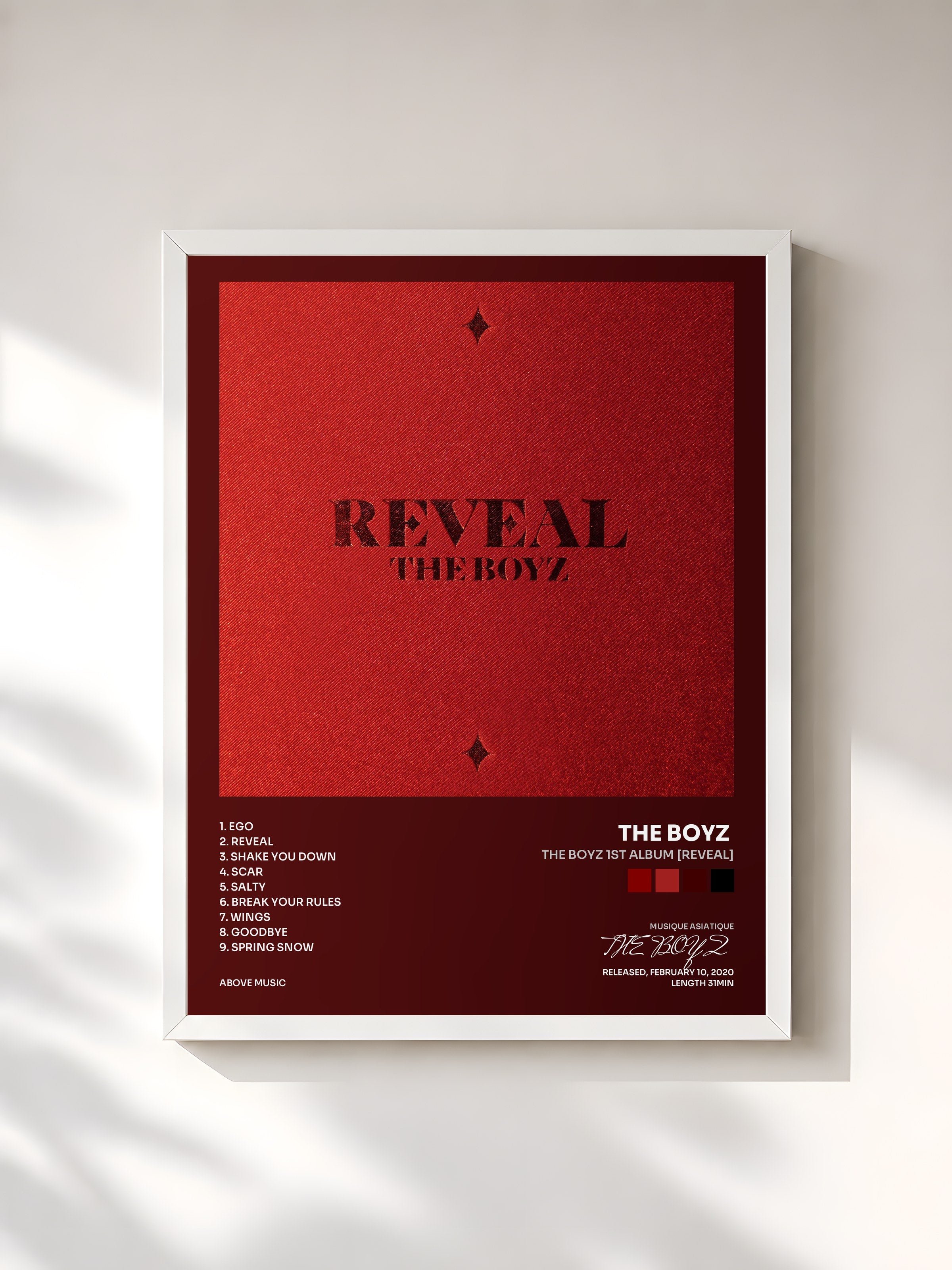 #blanc Tableau de l'album THE BOYZ 1ST ALBUM [REVEAL] de THE BOYZ , cadre blanc, imprimé et encadré en France