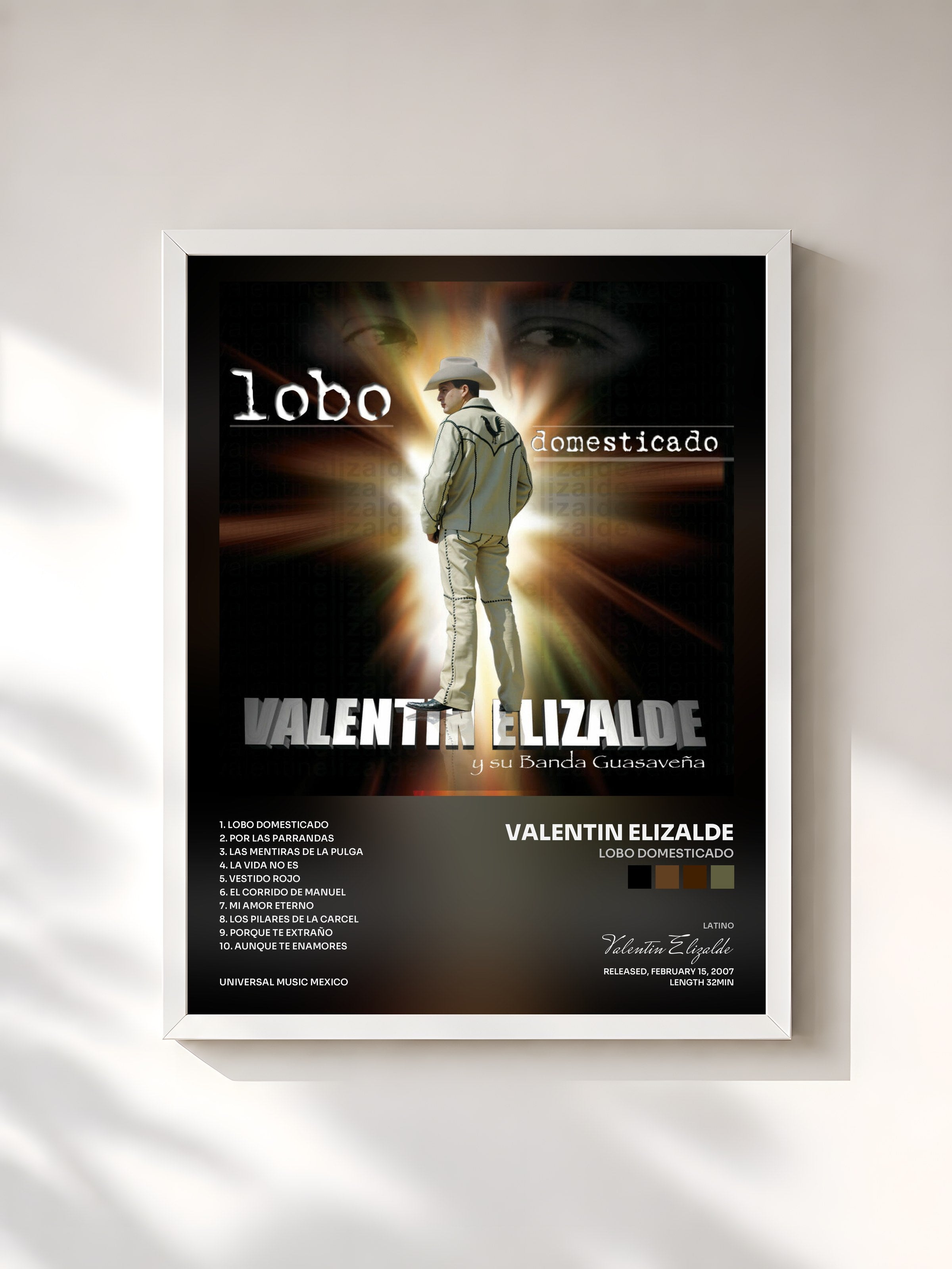 #blanc Tableau de l'album Lobo Domesticado de Valentin Elizalde, cadre blanc, imprimé et encadré en France