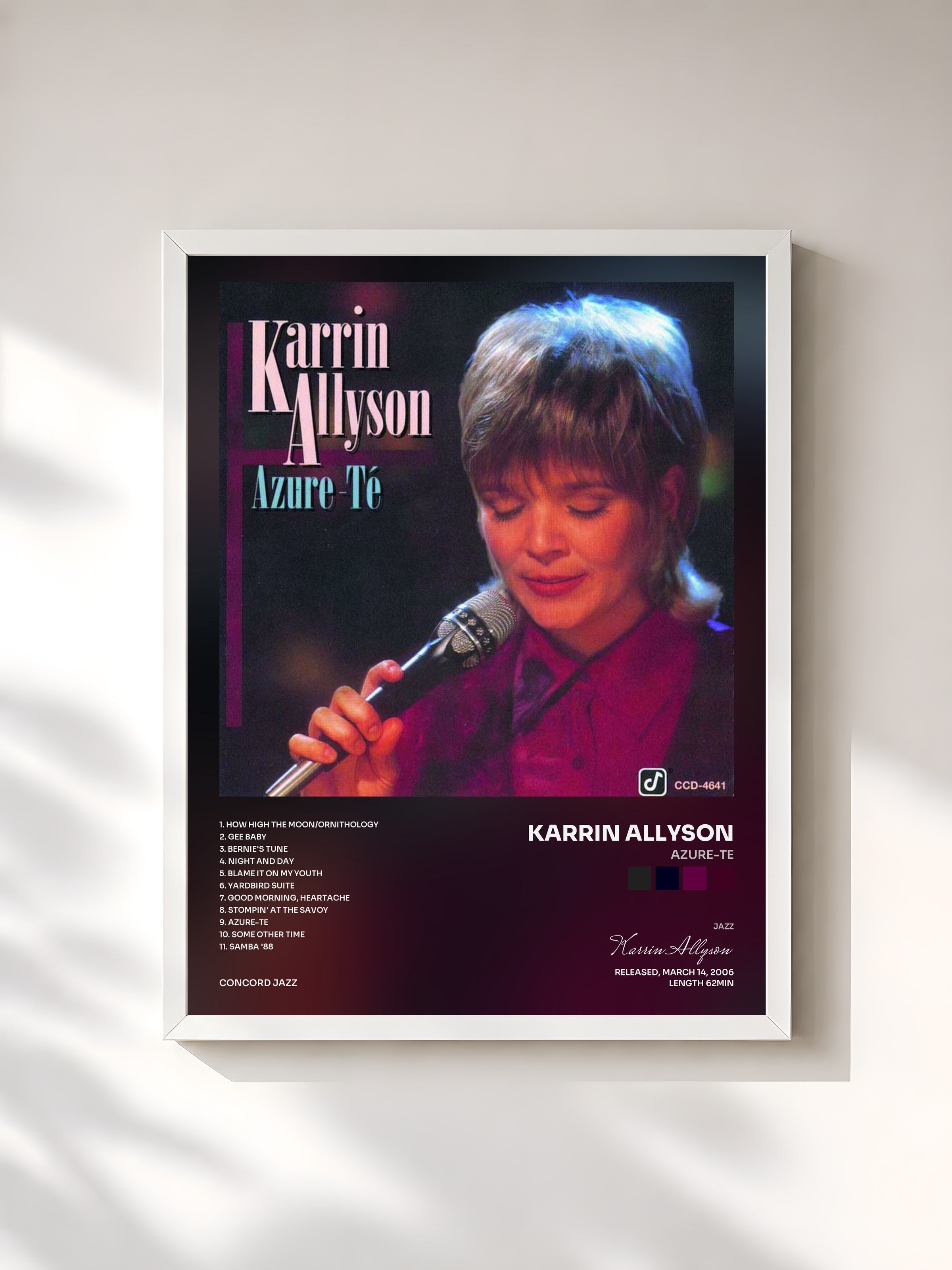 #blanc Tableau de l'album Azure-Te de Karrin Allyson, cadre blanc, imprimé et encadré en France