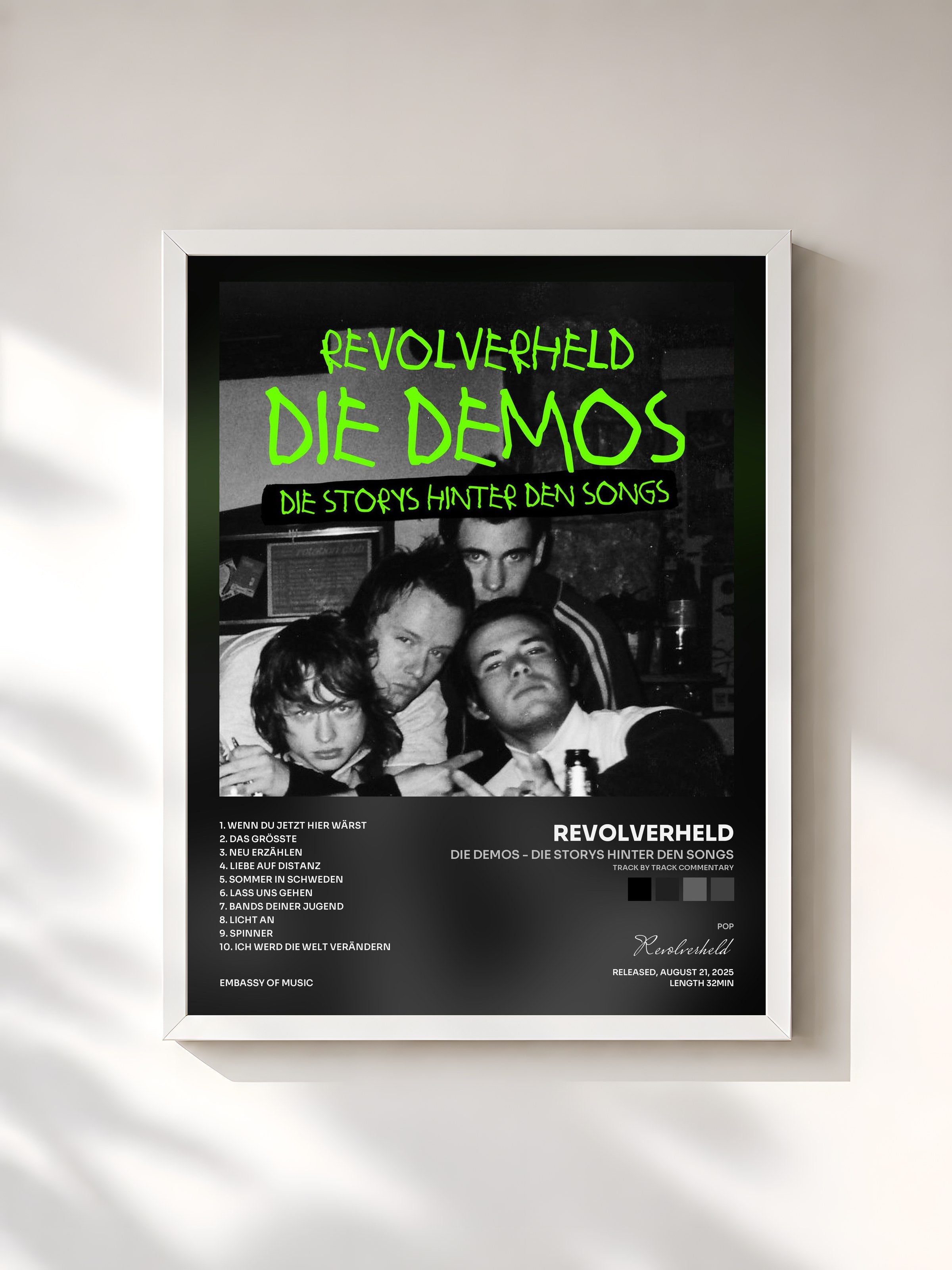 #blanc Tableau de l'album Die Demos - Die Storys hinter den Songs (Track by Track Commentary) de Revolverheld, cadre blanc, imprimé et encadré en France