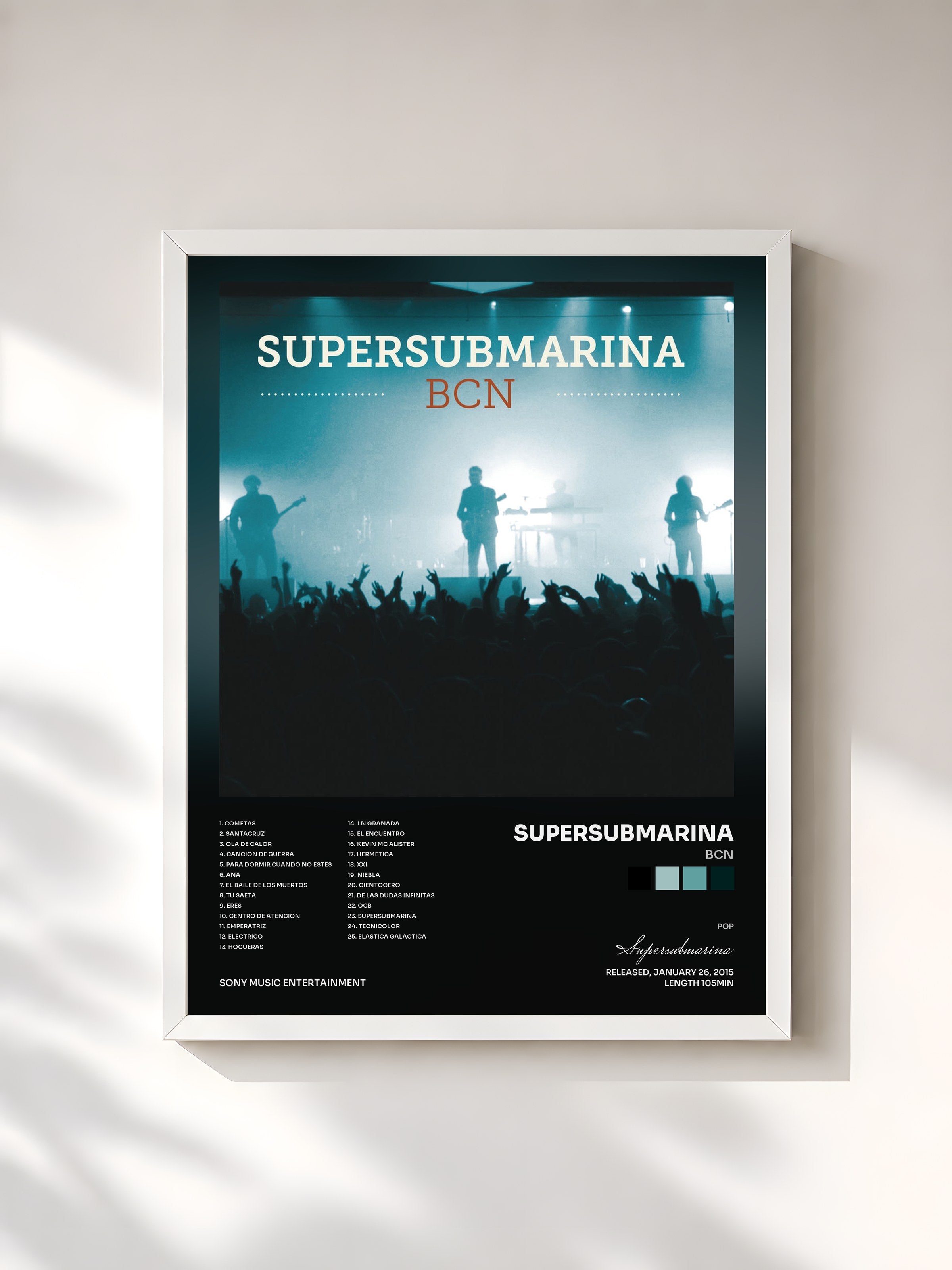 #blanc Tableau de l'album BCN de Supersubmarina, cadre blanc, imprimé et encadré en France