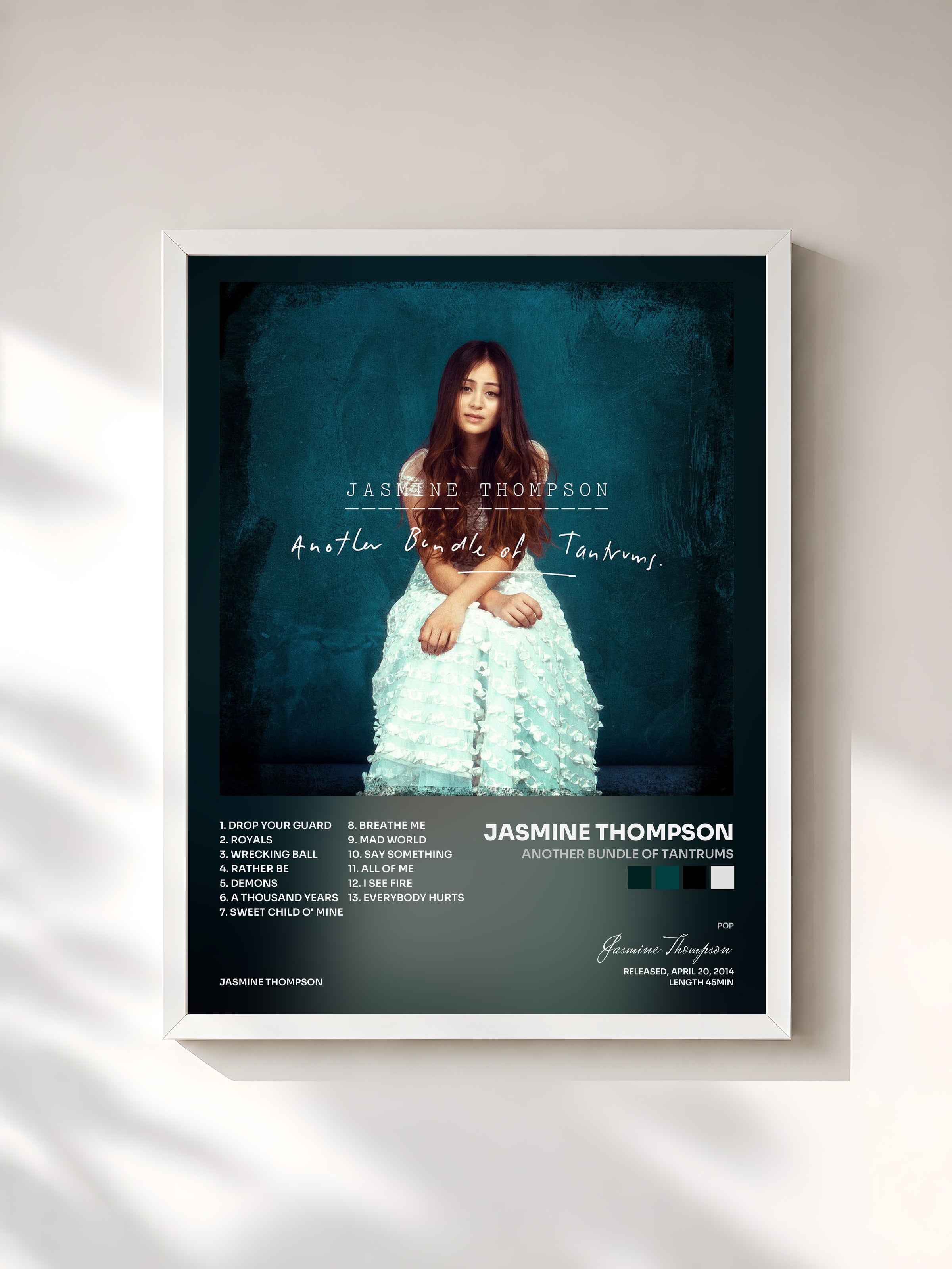 #blanc Tableau de l'album Another Bundle of Tantrums de Jasmine Thompson, cadre blanc, imprimé et encadré en France