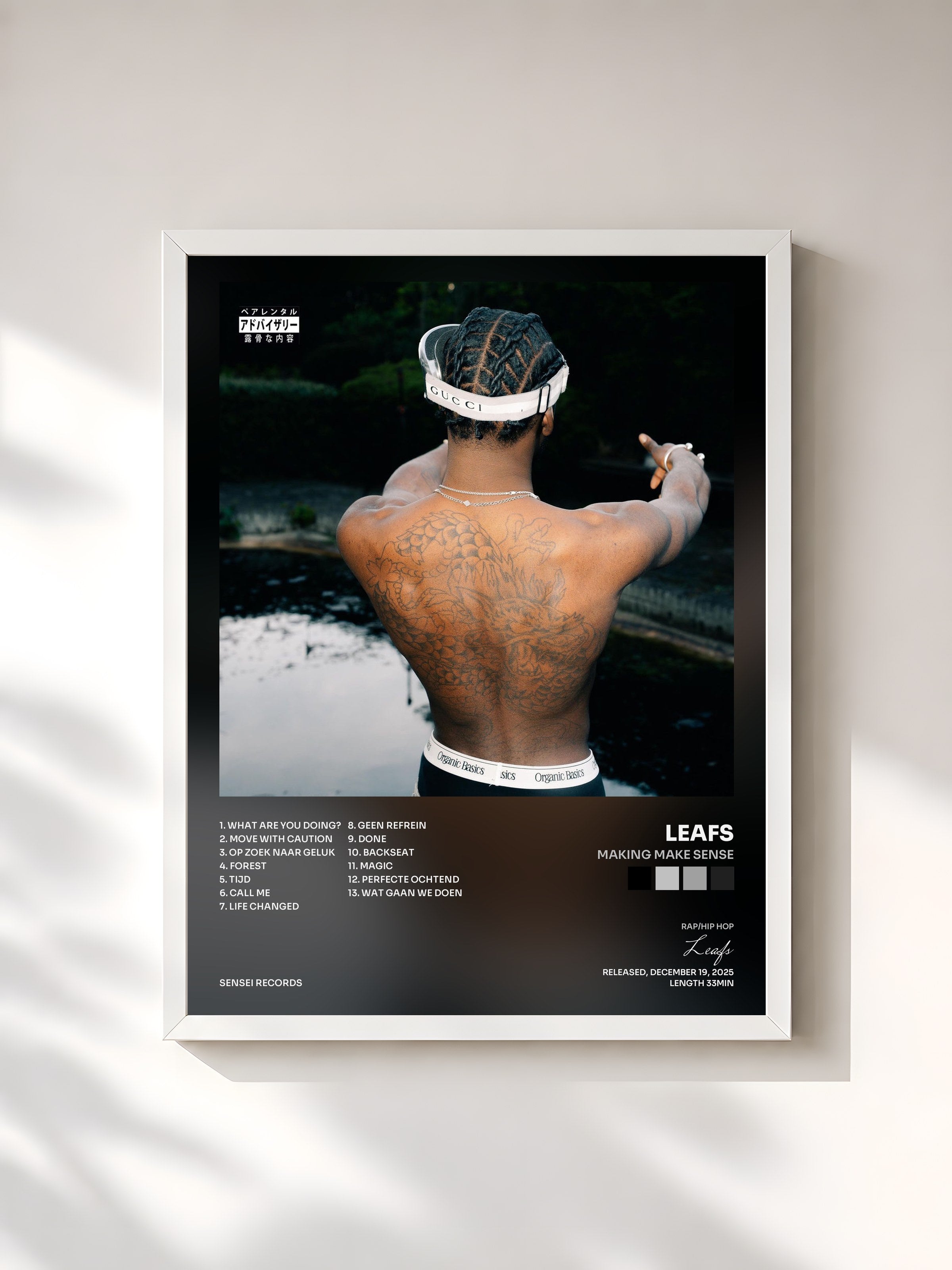 #blanc Tableau de l'album Making Make Sense de Leafs, cadre blanc, imprimé et encadré en France