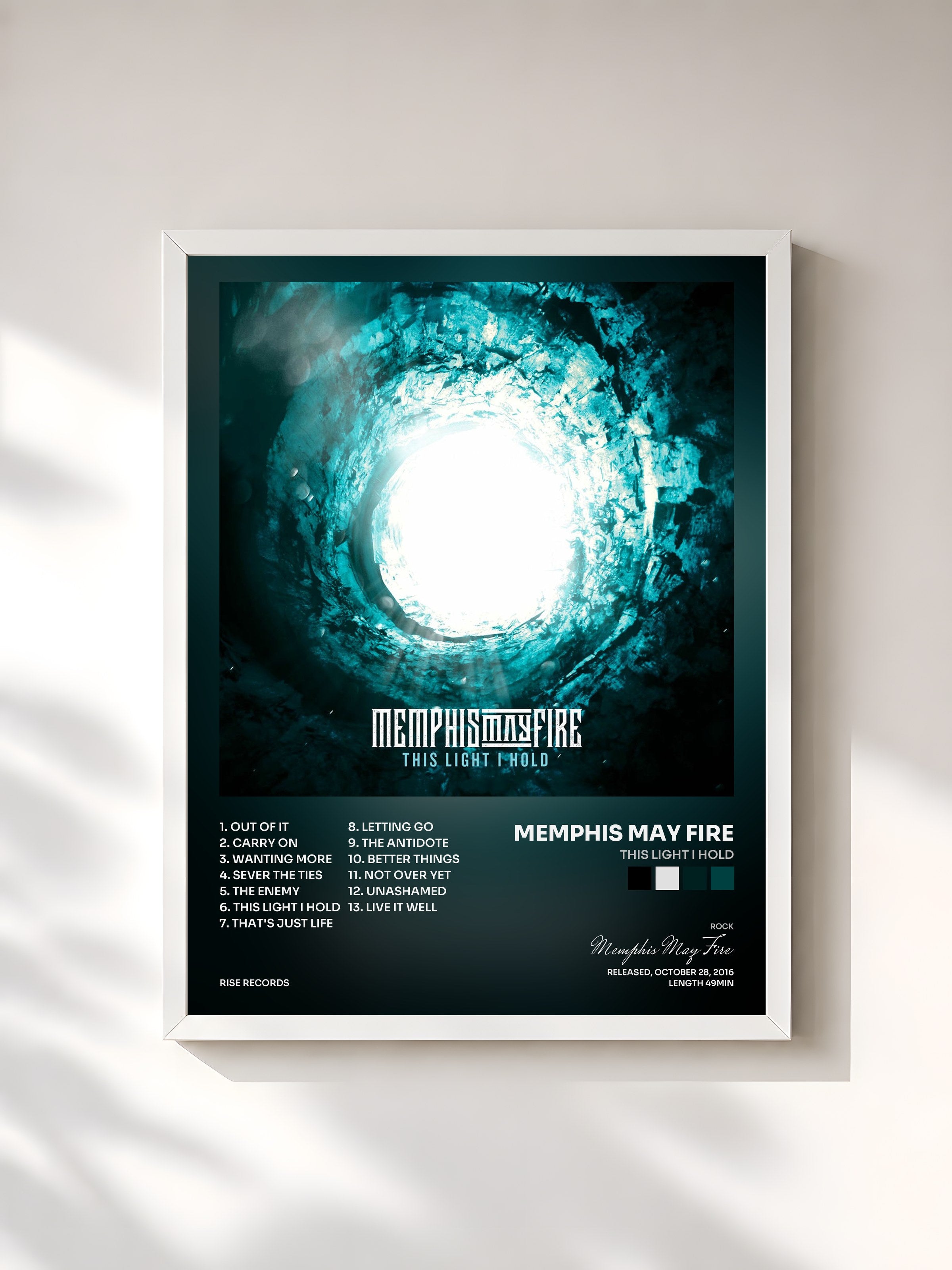 #blanc Tableau de l'album This Light I Hold de Memphis May Fire, cadre blanc, imprimé et encadré en France