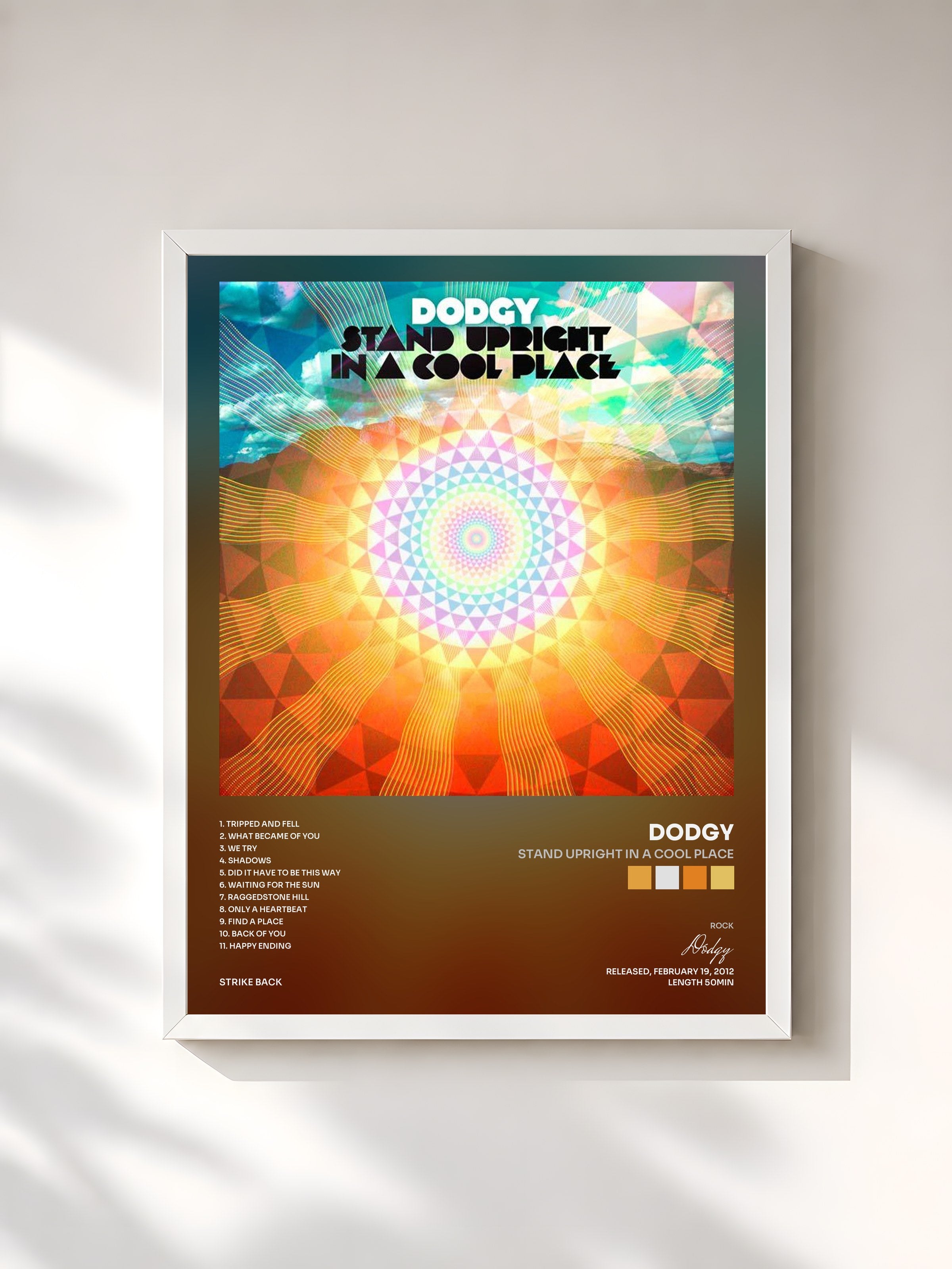 #blanc Tableau de l'album Stand Upright in a Cool Place de Dodgy, cadre blanc, imprimé et encadré en France