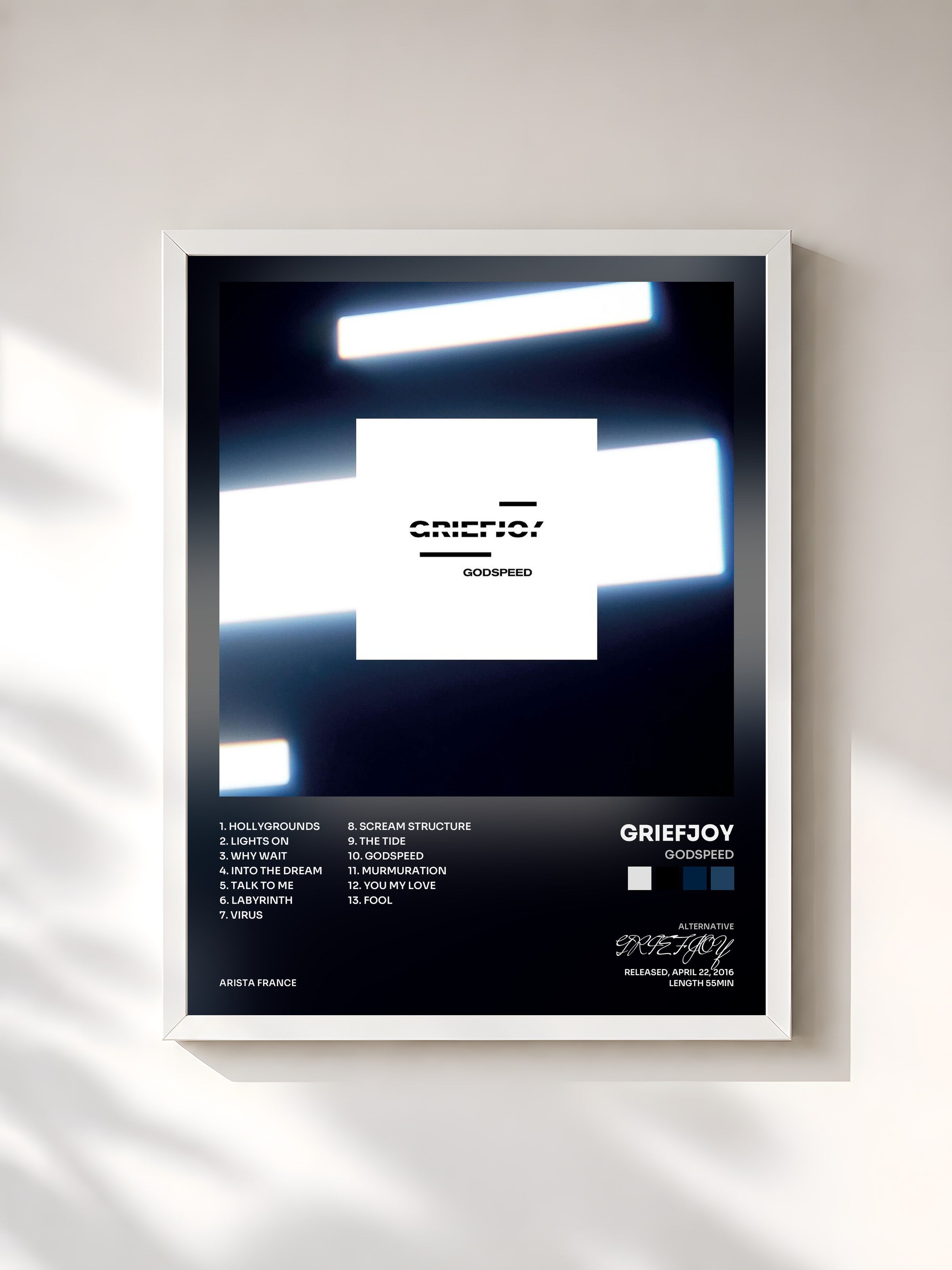 #blanc Tableau de l'album Godspeed de GRIEFJOY, cadre blanc, imprimé et encadré en France