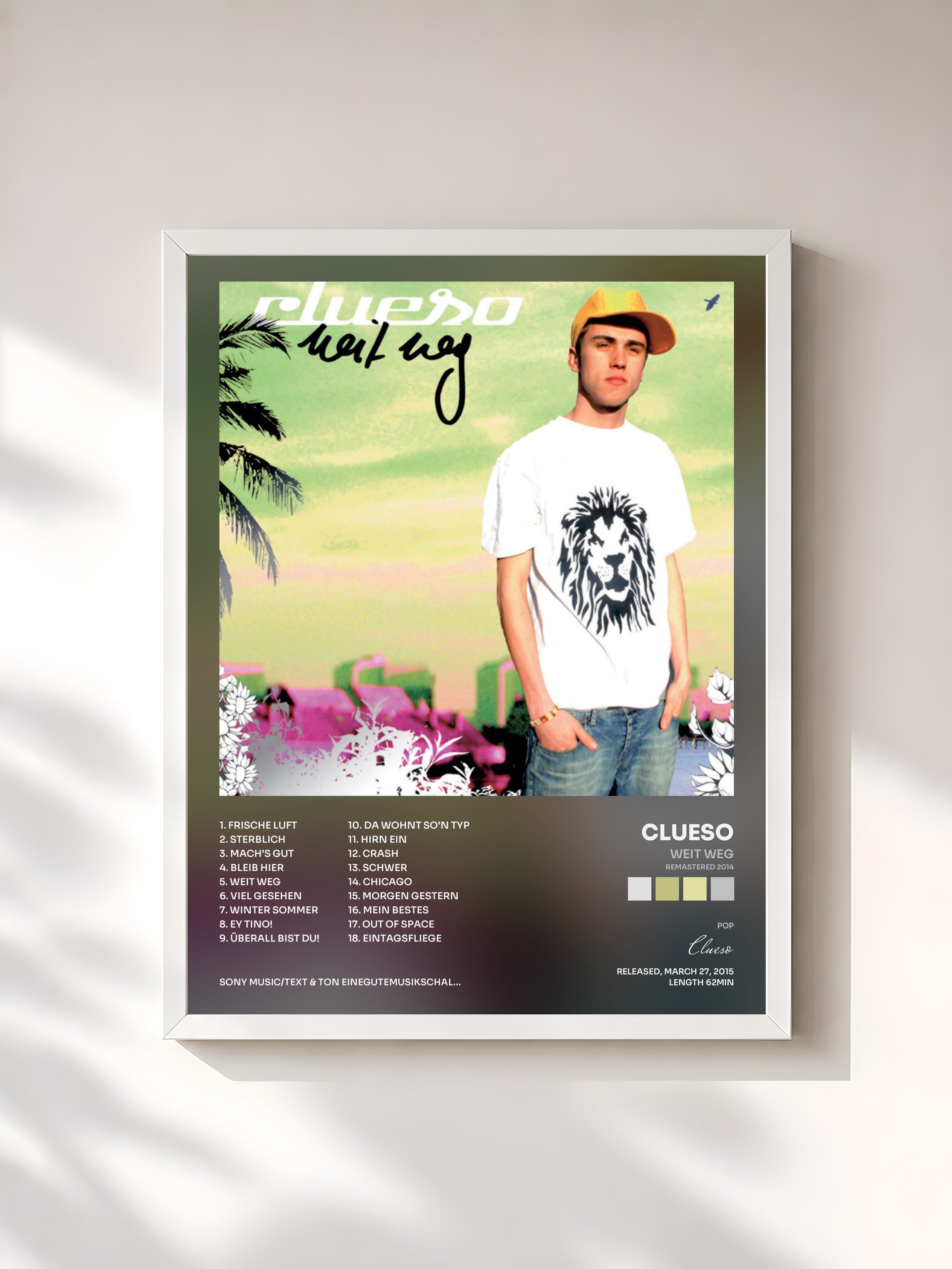 #blanc Tableau de l'album Weit weg (Remastered 2014) de Clueso, cadre blanc, imprimé et encadré en France