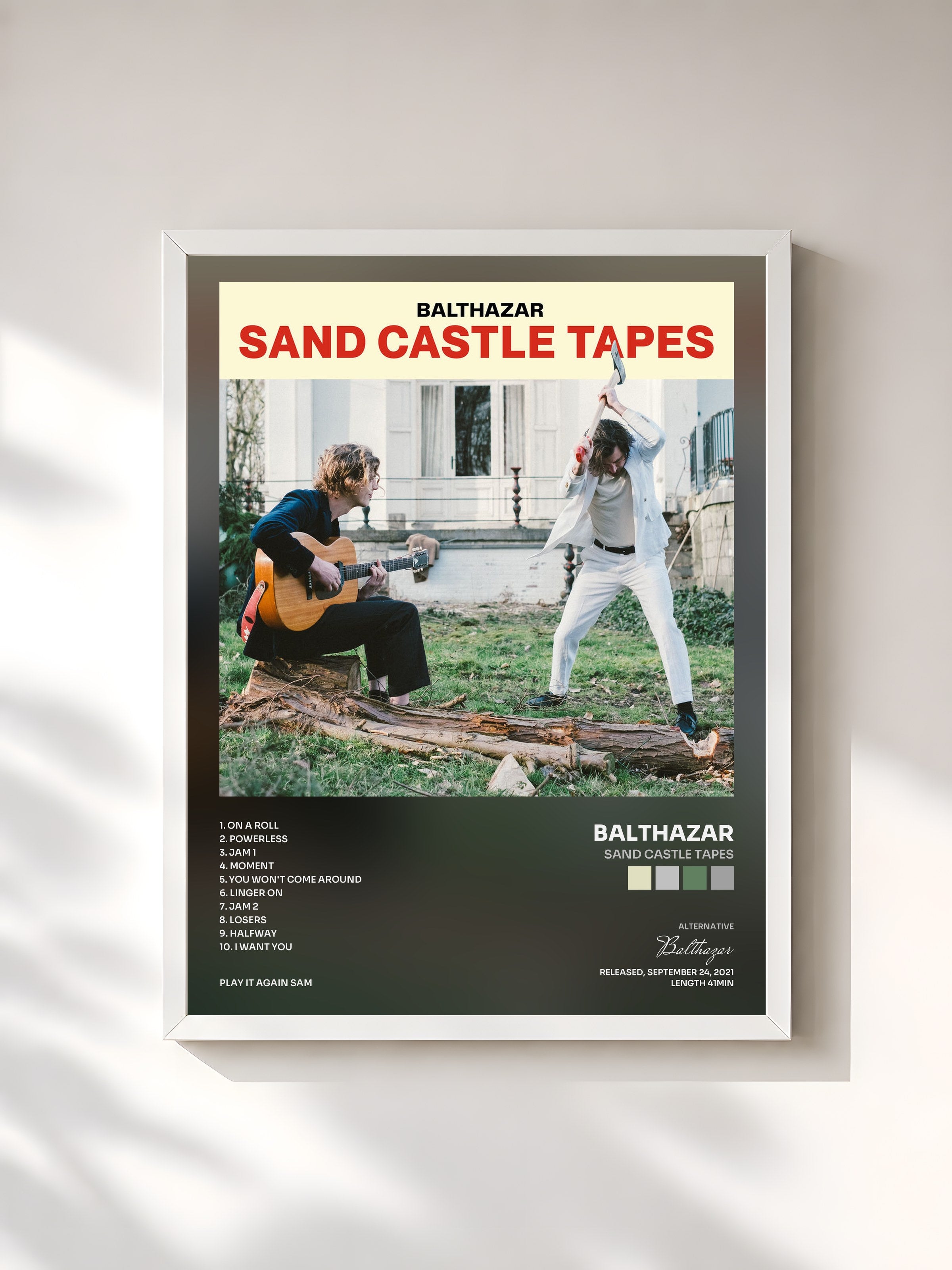 #blanc Tableau de l'album Sand Castle Tapes de Balthazar, cadre blanc, imprimé et encadré en France