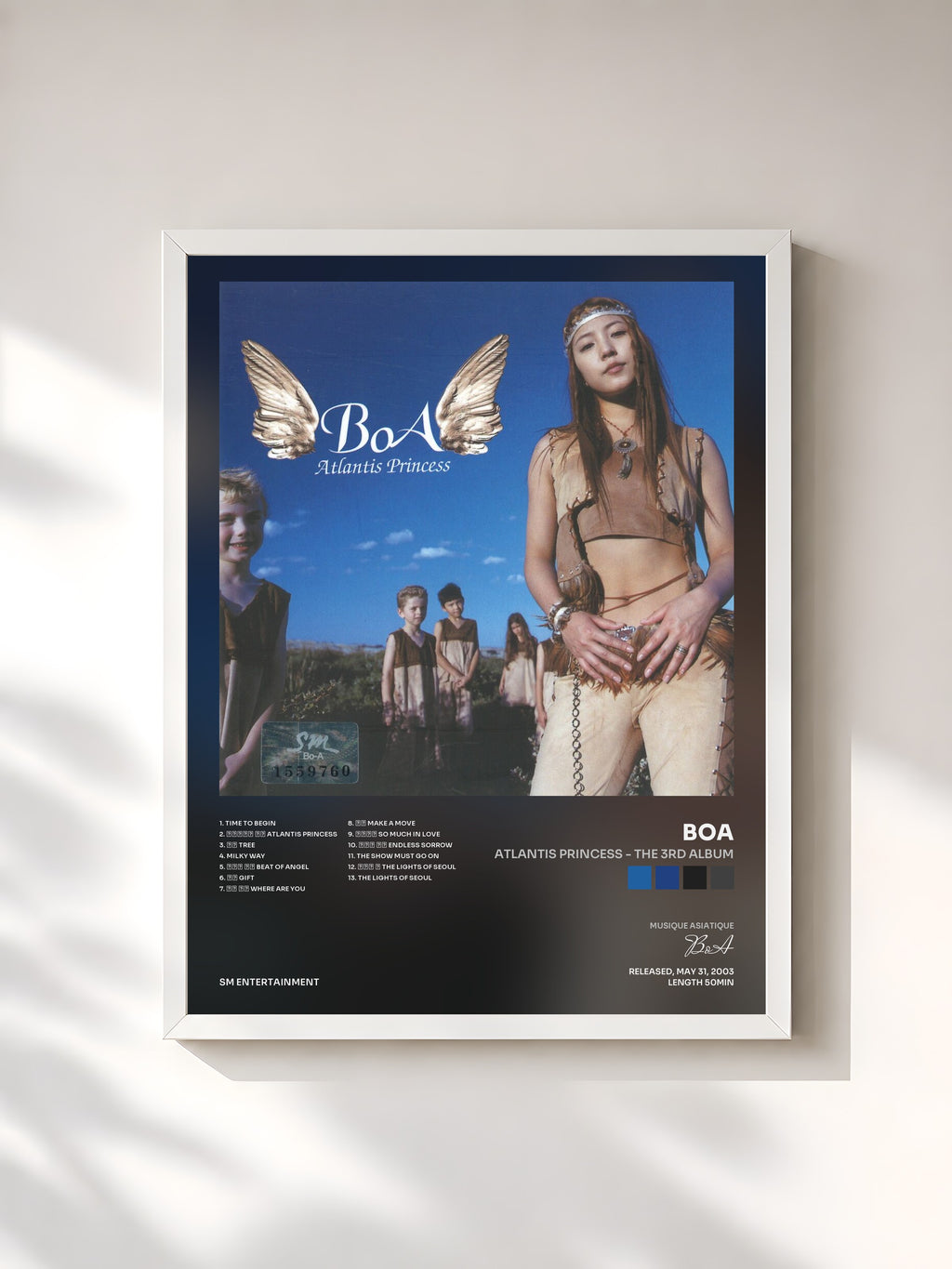 #blanc Tableau de l'album Atlantis Princess - The 3rd Album de BoA, cadre blanc, imprimé et encadré en France