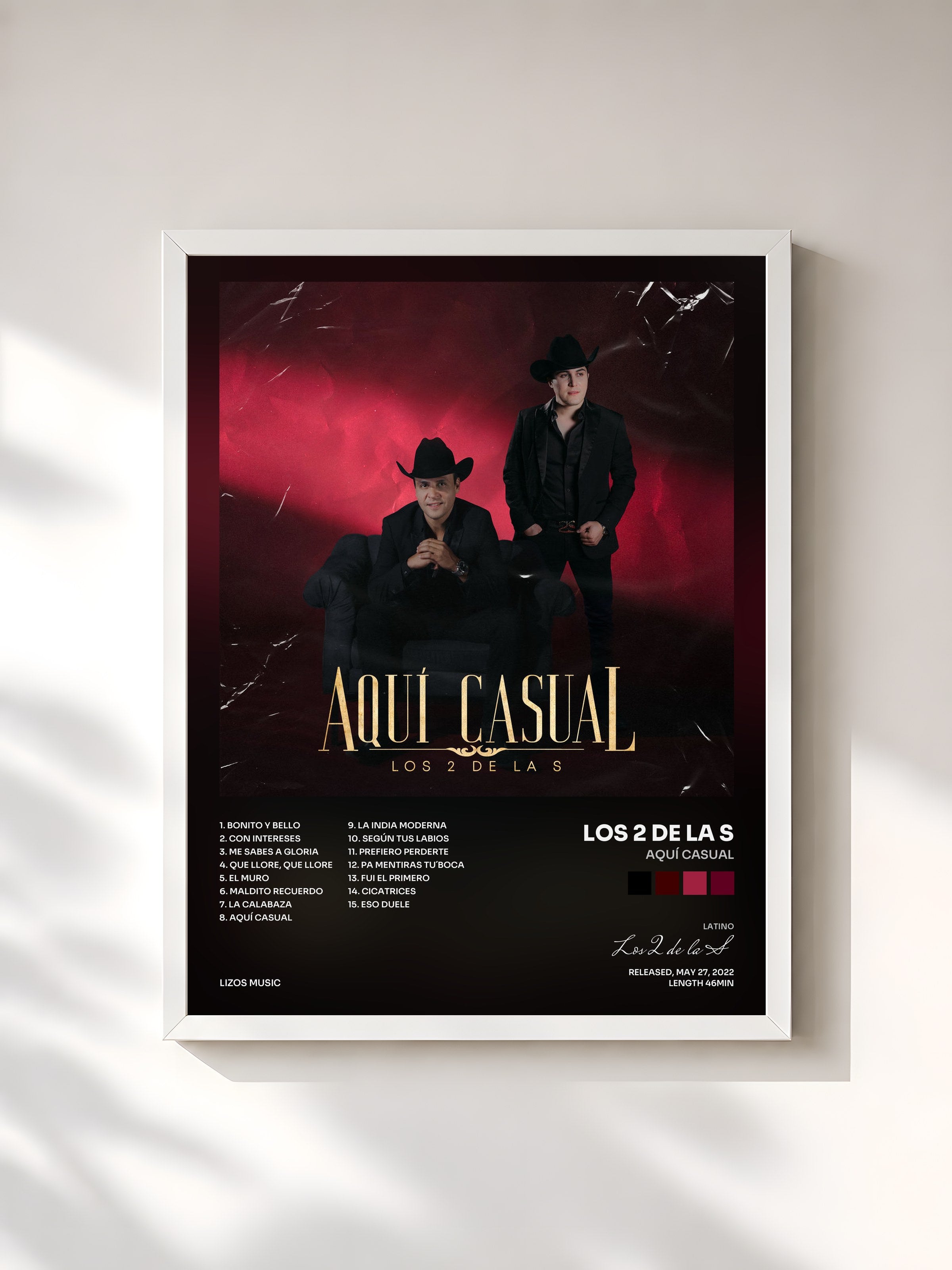 #blanc Tableau de l'album Aquí Casual de Los 2 de la S, cadre blanc, imprimé et encadré en France