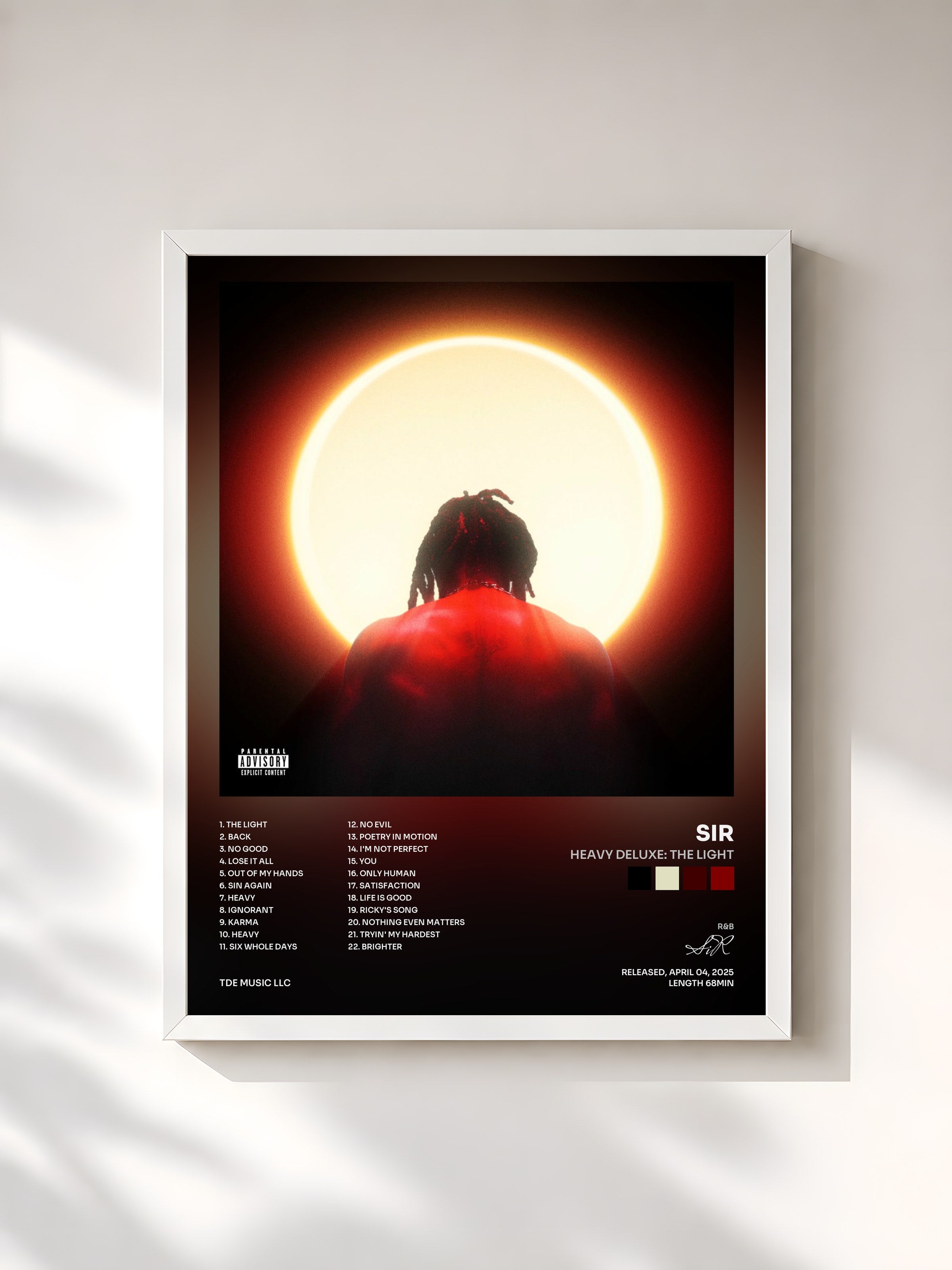 #blanc Tableau de l'album Heavy Deluxe: THE LIGHT de SiR, cadre blanc, imprimé et encadré en France