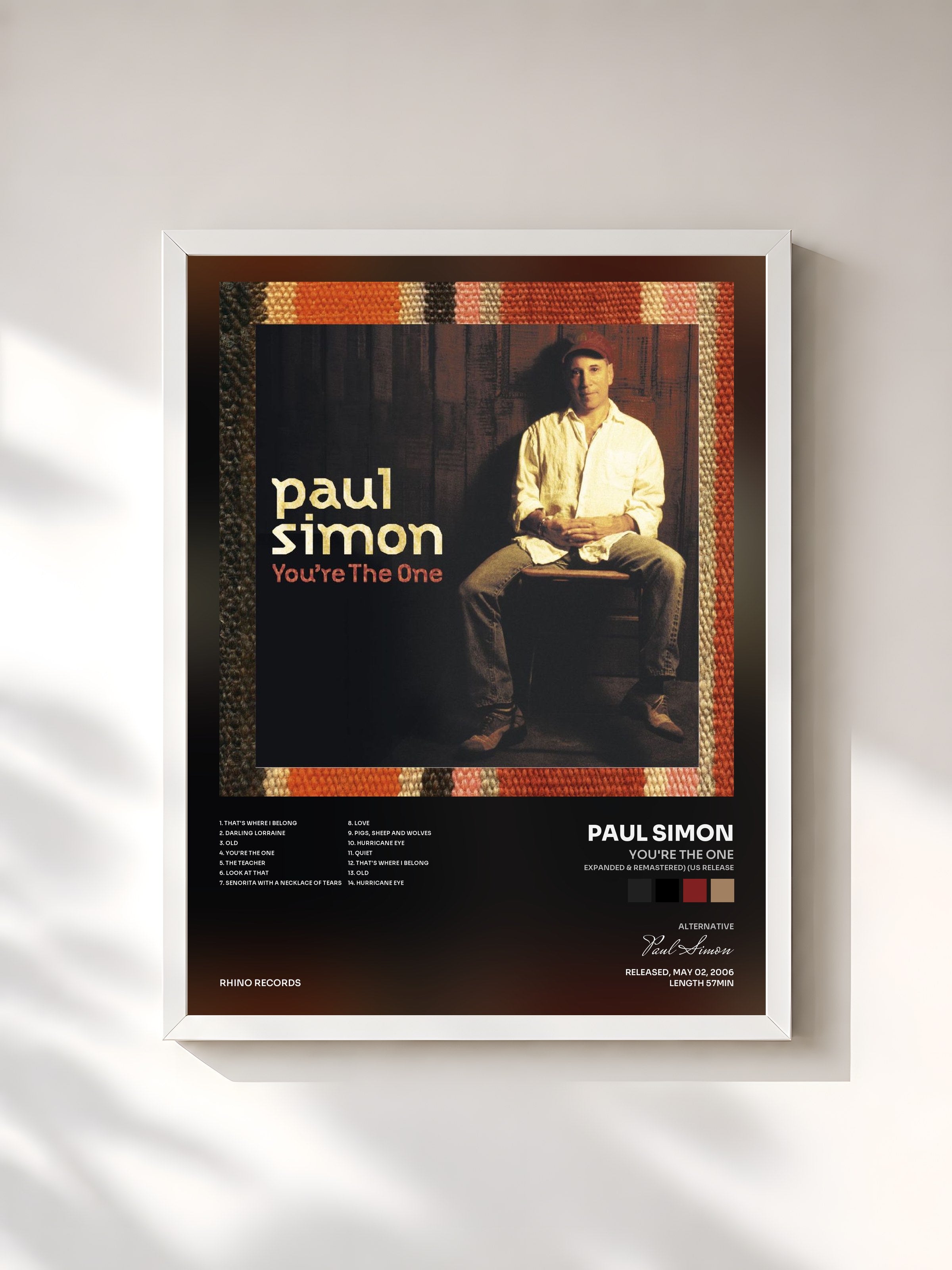 #blanc Tableau de l'album You're The One (Expanded & Remastered) (US Release) de Paul Simon, cadre blanc, imprimé et encadré en France
