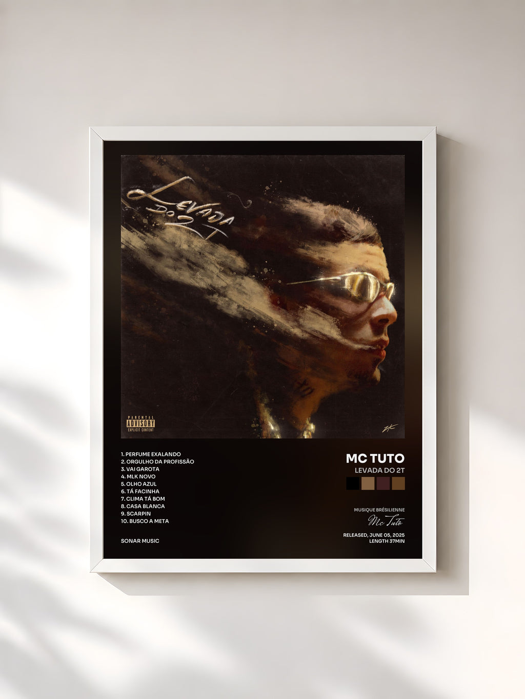 #blanc Levada do 2T by Mc Tuto as a framed art print, white frame, printed and framed in France
