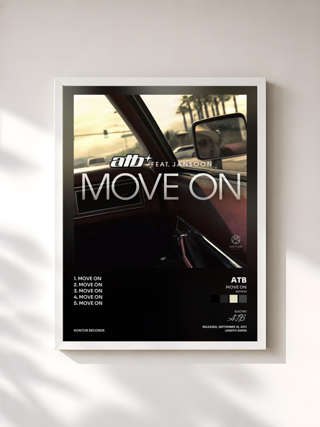 #blanc Tableau de l'album Move On (Remixes) de ATB, cadre blanc, imprimé et encadré en France