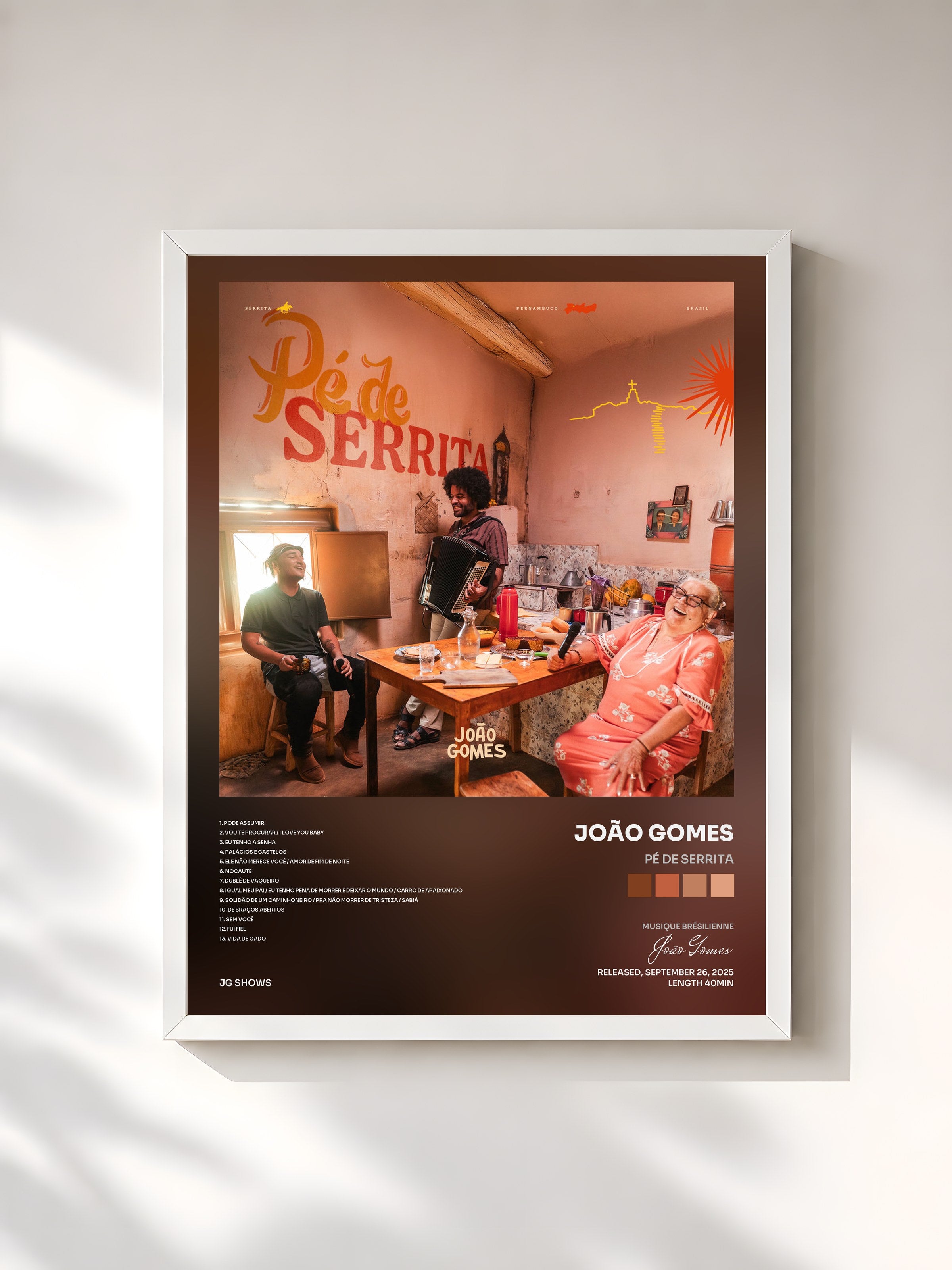 #blanc Tableau de l'album Pé de Serrita de João Gomes, cadre blanc, imprimé et encadré en France