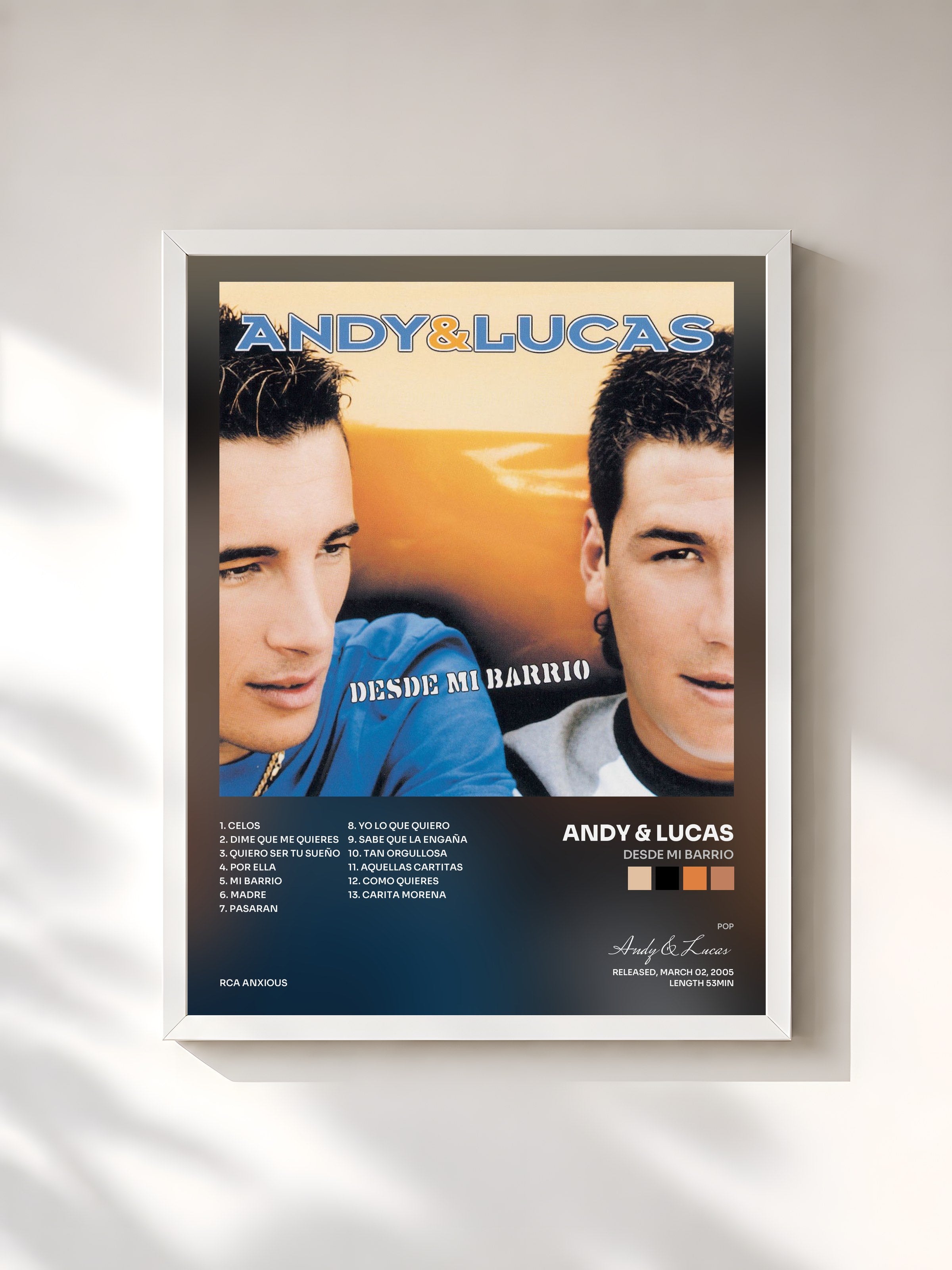 #blanc Tableau de l'album Desde mi barrio de Andy & Lucas, cadre blanc, imprimé et encadré en France