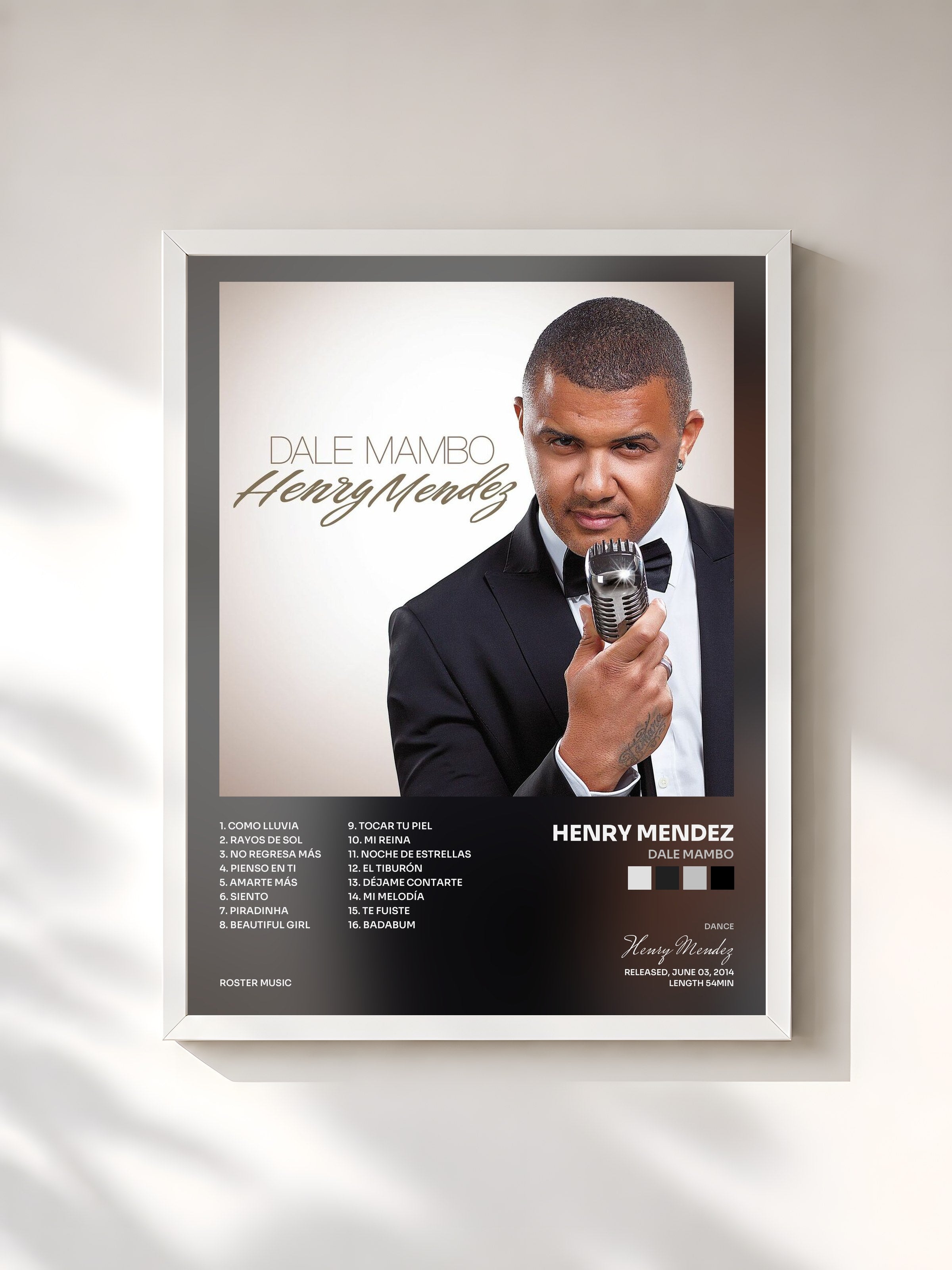 #blanc Tableau de l'album Dale Mambo de Henry Mendez, cadre blanc, imprimé et encadré en France