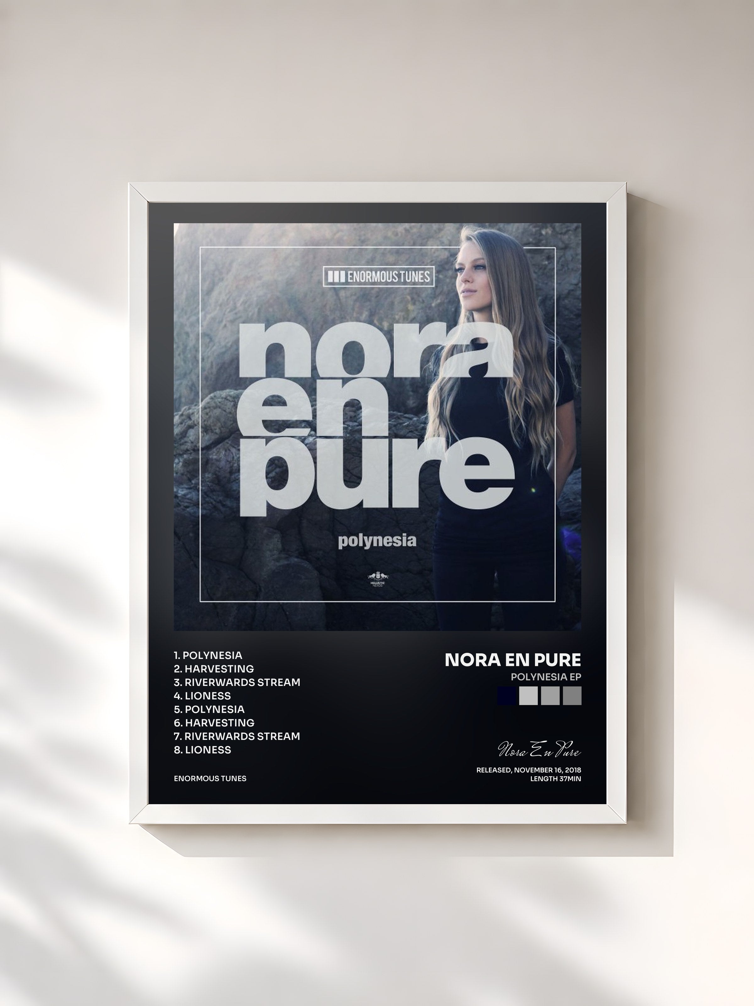 #blanc Tableau de l'album Polynesia EP de Nora En Pure, cadre blanc, imprimé et encadré en France