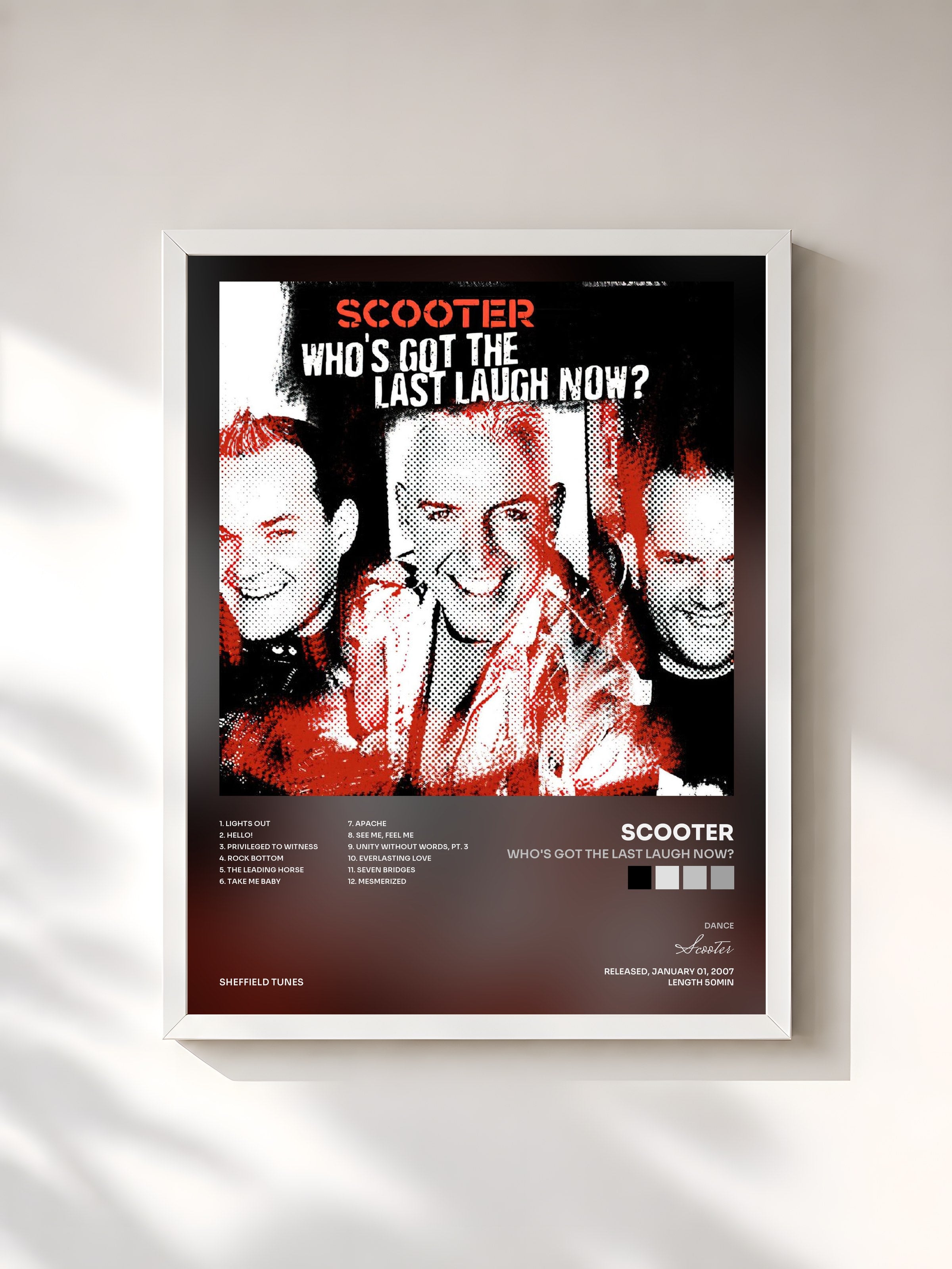 #blanc Tableau de l'album Who's Got The Last Laugh Now? de Scooter, cadre blanc, imprimé et encadré en France