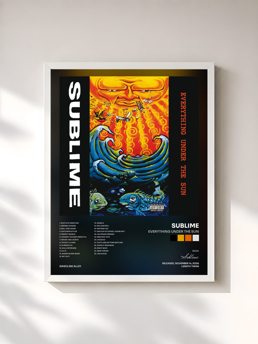 #blanc Everything Under The Sun by Sublime as a framed art print, white frame, printed and framed in France