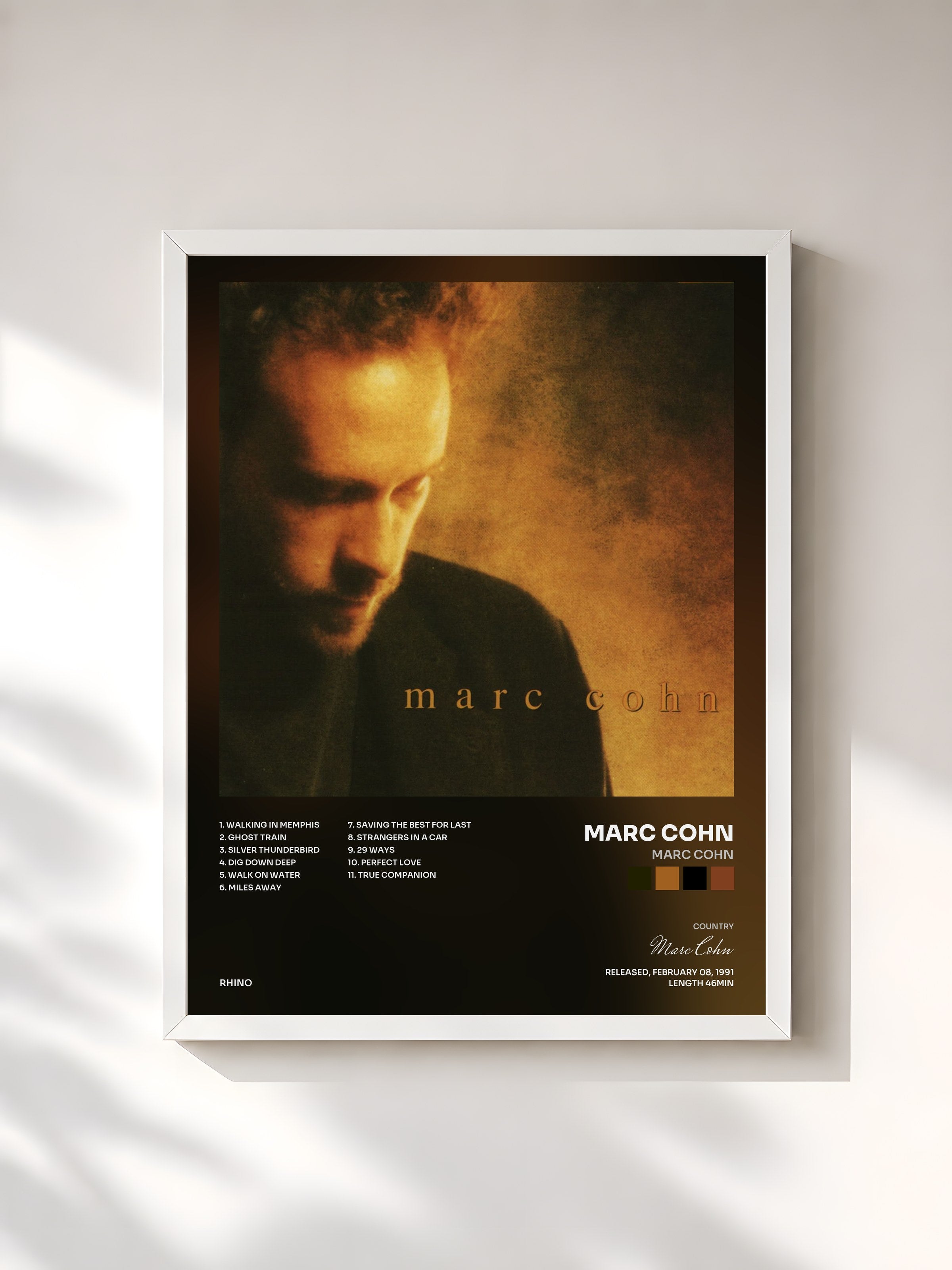 #blanc Tableau de l'album Marc Cohn de Marc Cohn, cadre blanc, imprimé et encadré en France