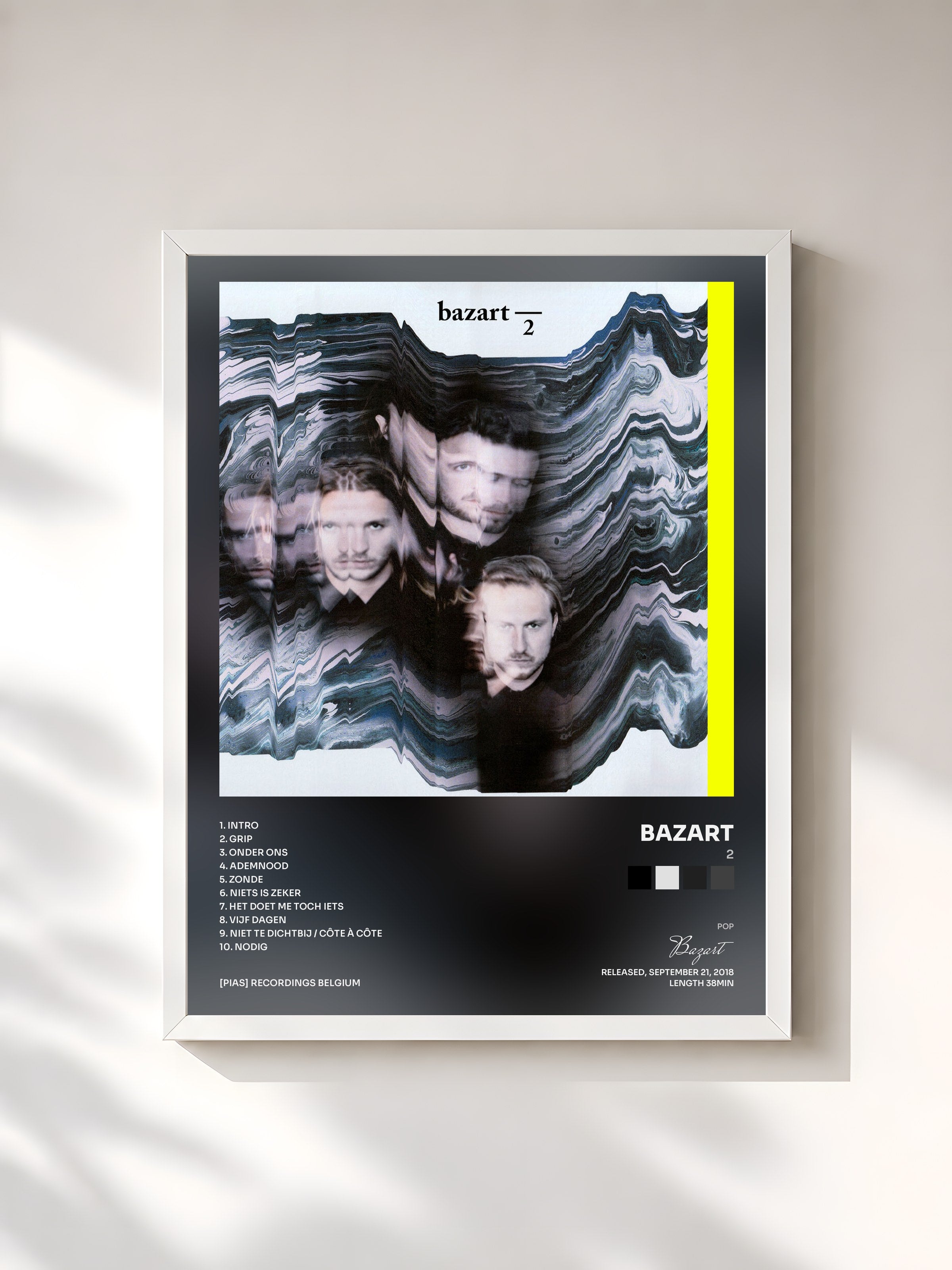 #blanc Tableau de l'album 2 de Bazart, cadre blanc, imprimé et encadré en France