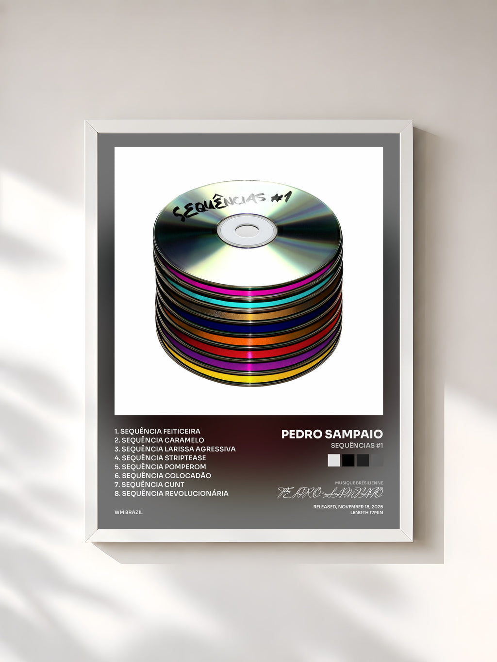 #blanc Tableau de l'album SEQUÊNCIAS #1 de PEDRO SAMPAIO, cadre blanc, imprimé et encadré en France