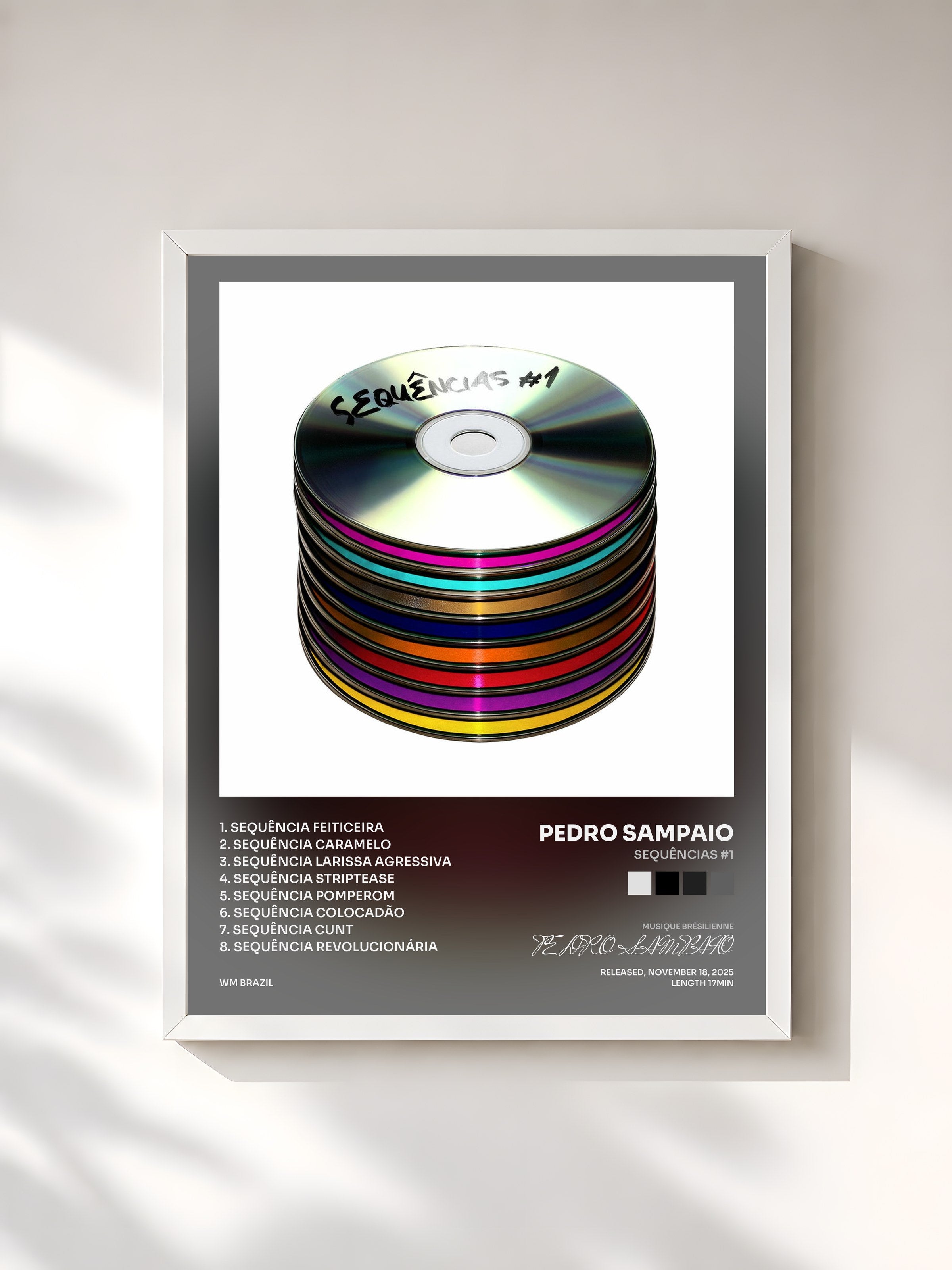 #blanc Tableau de l'album SEQUÊNCIAS #1 de PEDRO SAMPAIO, cadre blanc, imprimé et encadré en France