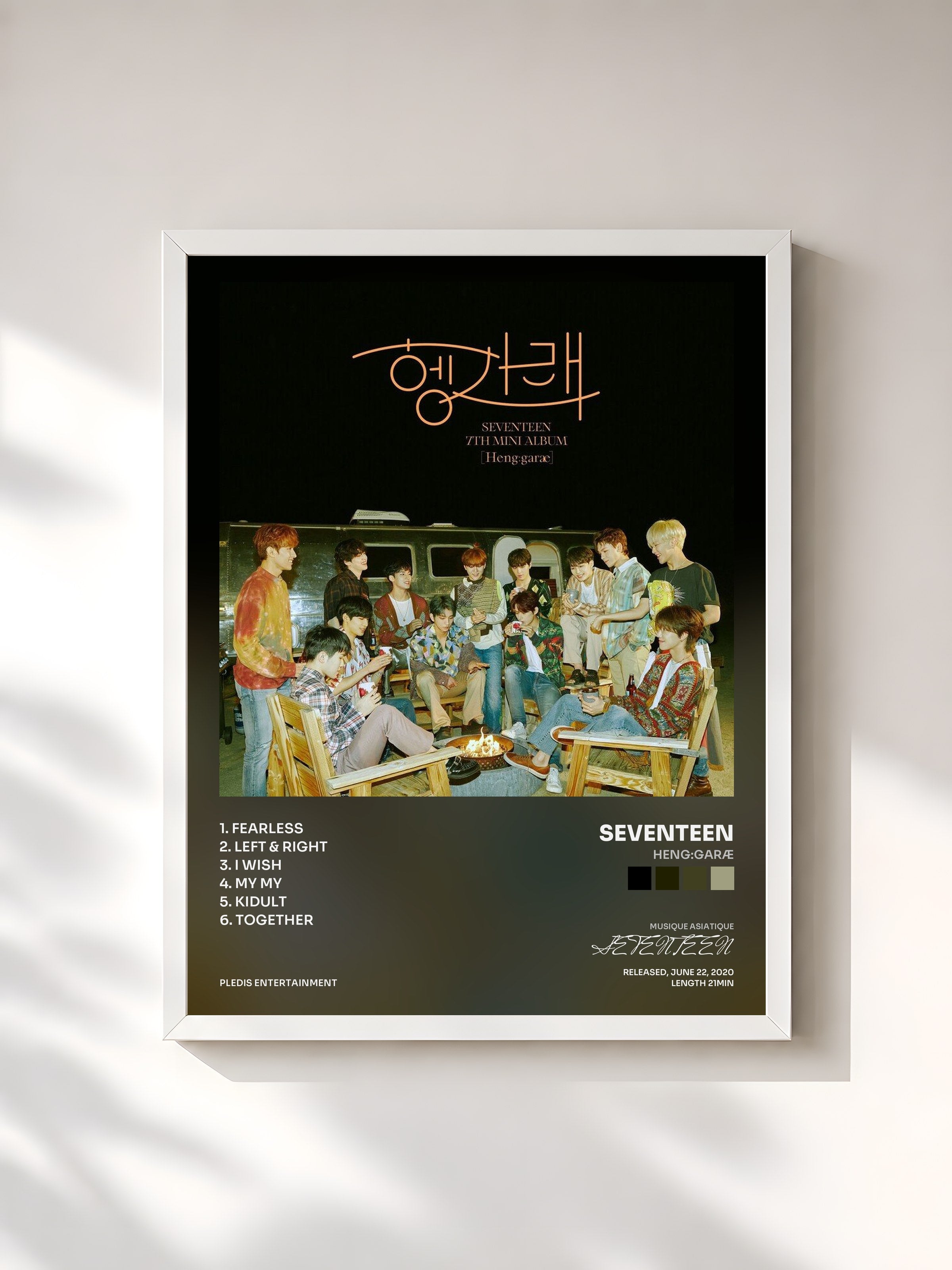 #blanc Tableau de l'album Heng:garæ de SEVENTEEN, cadre blanc, imprimé et encadré en France