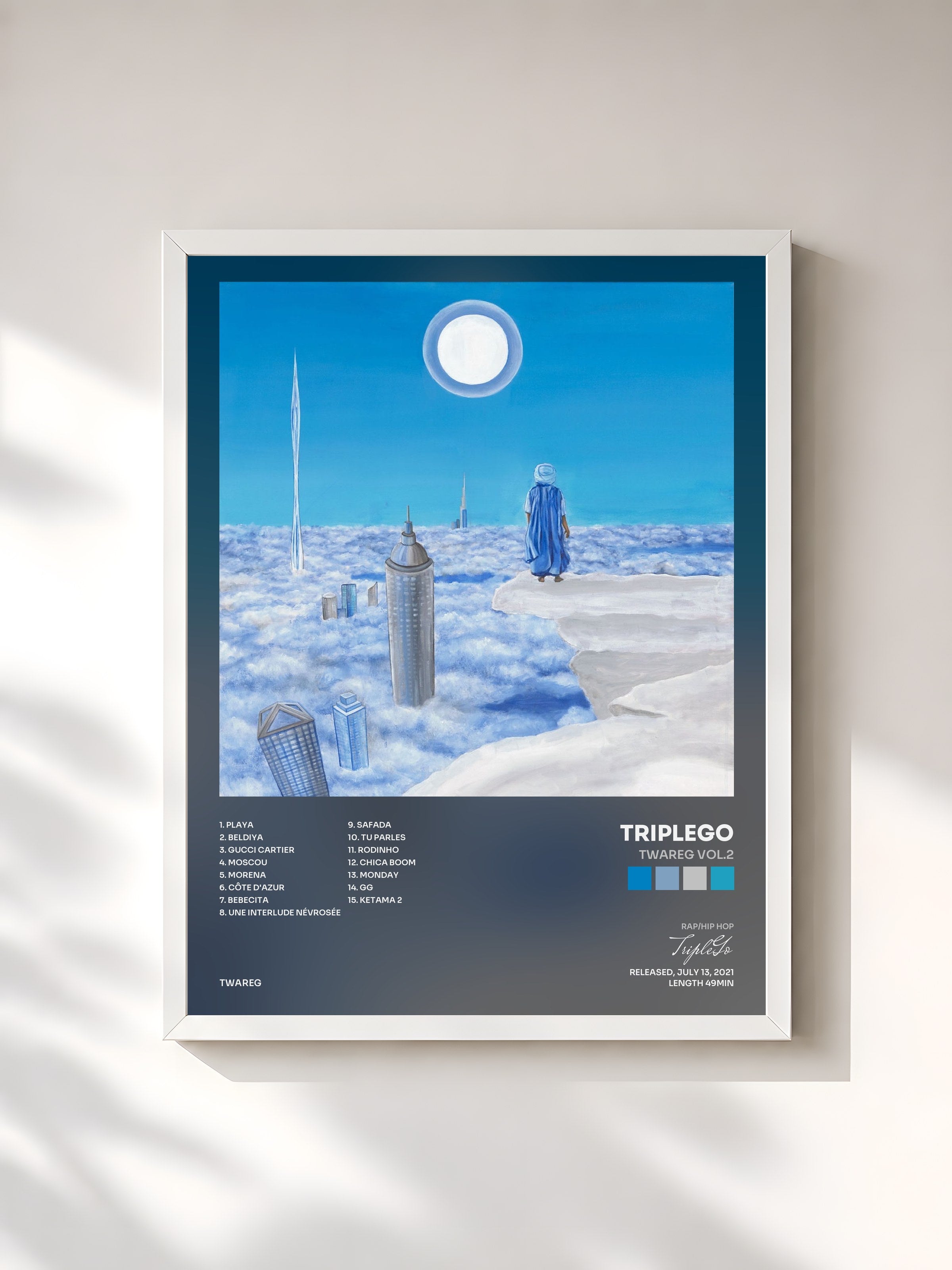#blanc Tableau de l'album Twareg vol.2 de TripleGo, cadre blanc, imprimé et encadré en France