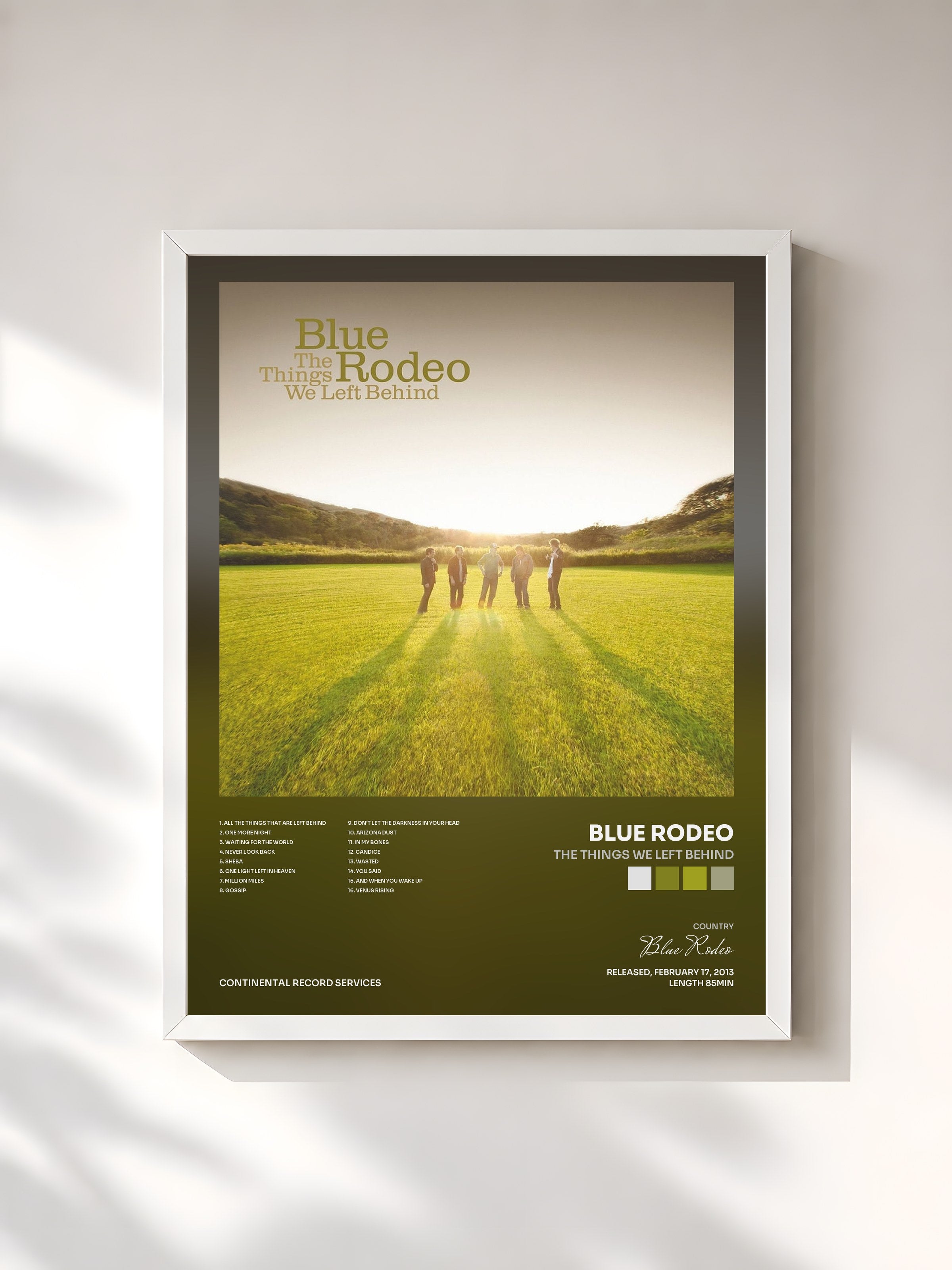 #blanc Tableau de l'album The Things We Left Behind de Blue Rodeo, cadre blanc, imprimé et encadré en France