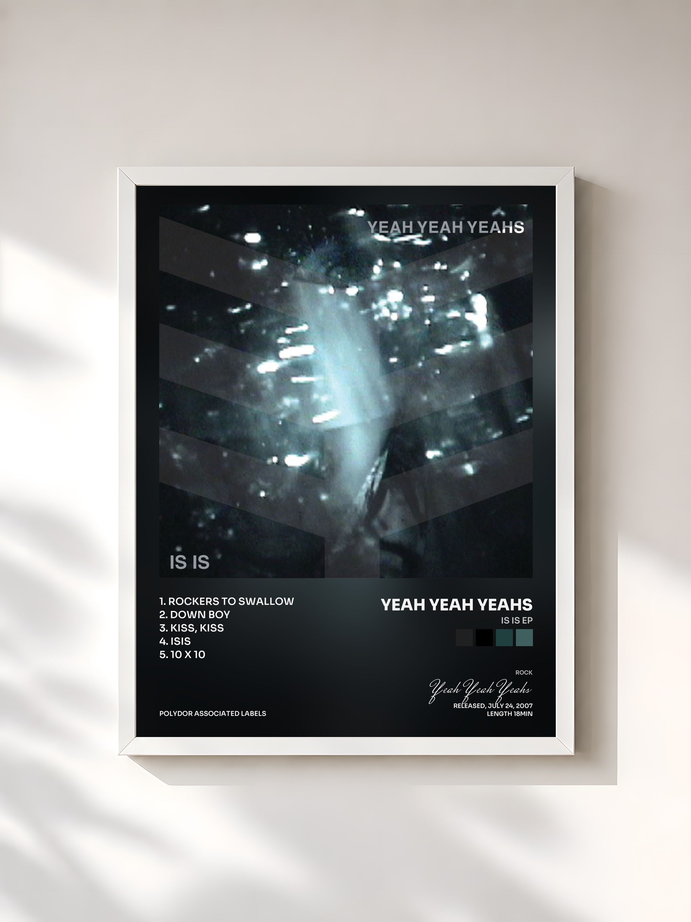 #blanc Tableau de l'album Is Is EP de Yeah Yeah Yeahs, cadre blanc, imprimé et encadré en France