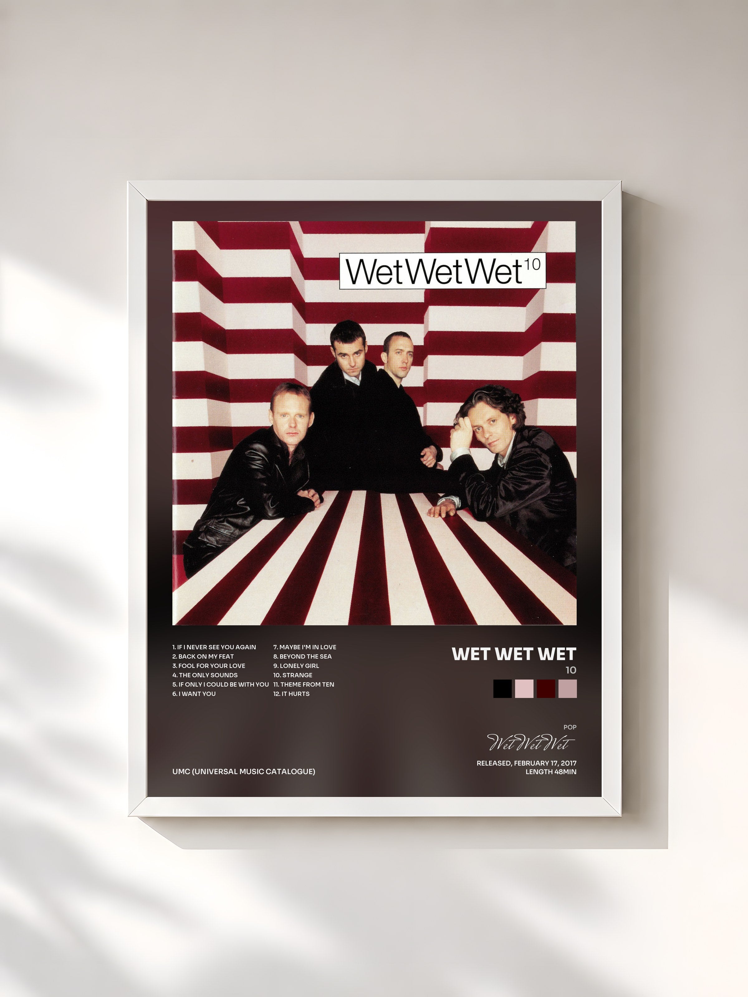 #blanc Tableau de l'album 10 de Wet Wet Wet, cadre blanc, imprimé et encadré en France
