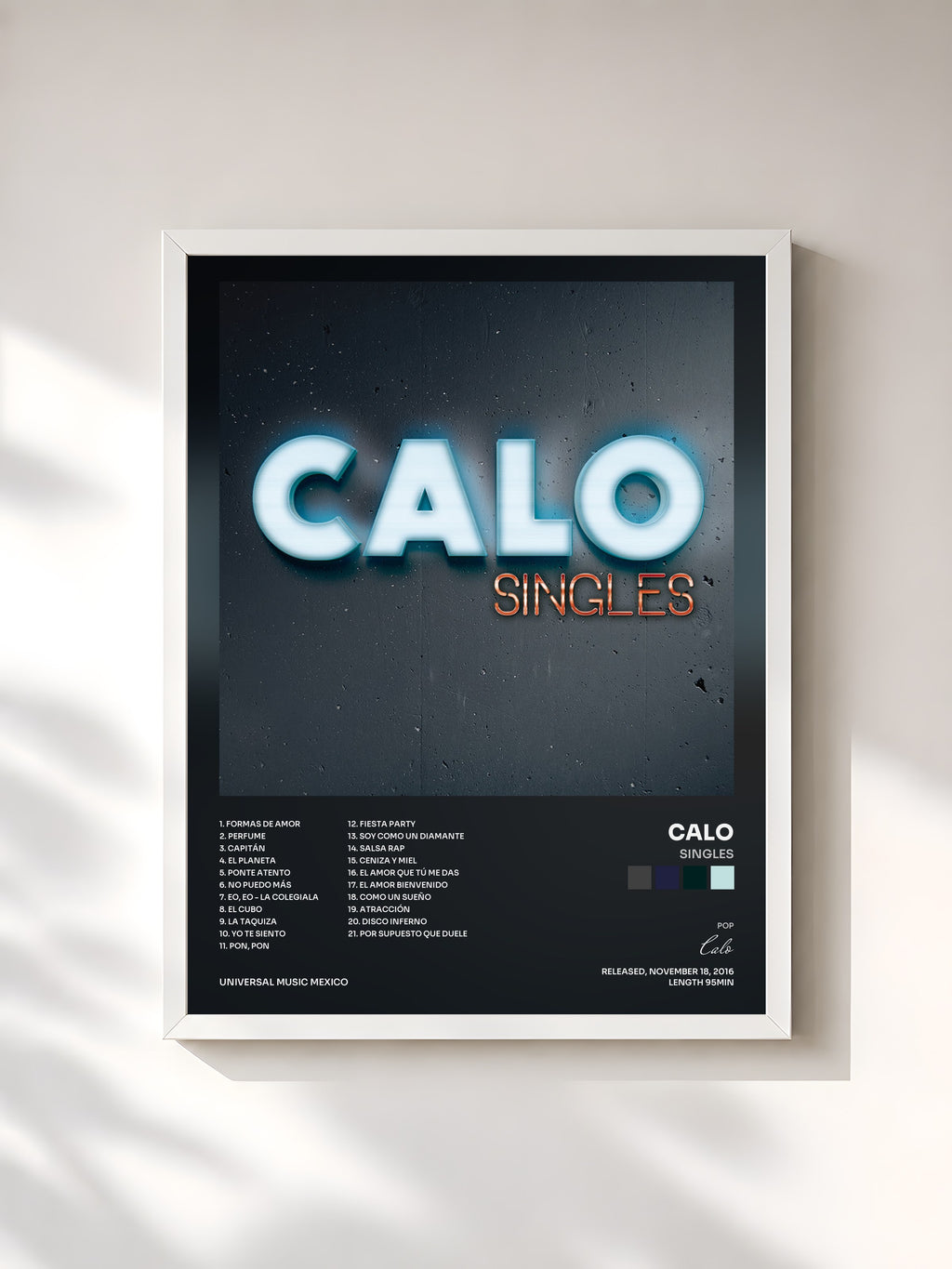 #blanc Singles by Calo as a framed art print, white frame, printed and framed in France