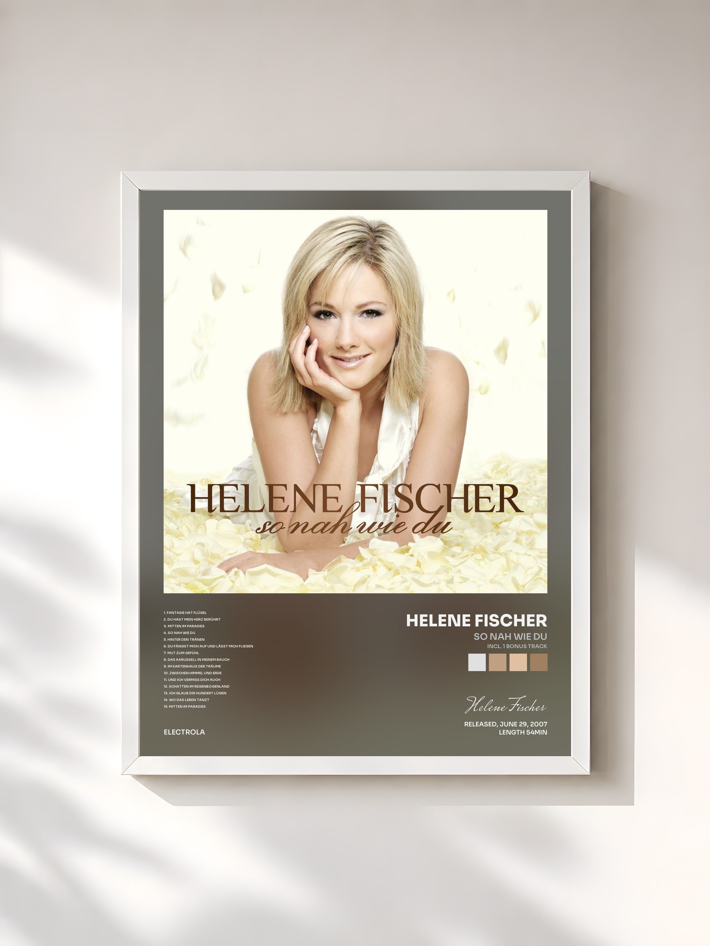 #blanc Tableau de l'album So Nah Wie Du (Incl. 1 Bonus Track) de Helene Fischer, cadre blanc, imprimé et encadré en France