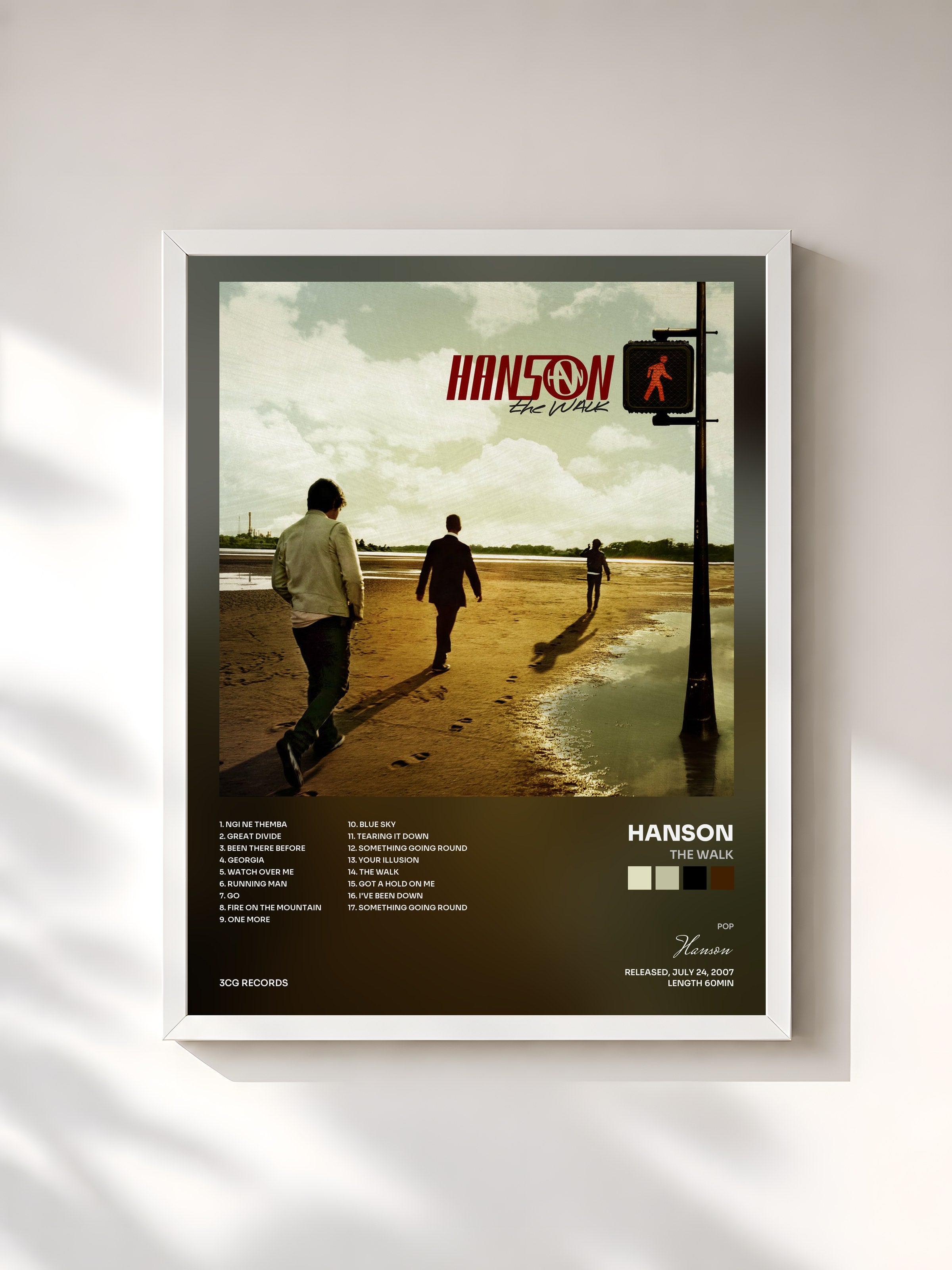 #blanc Tableau de l'album The Walk de Hanson, cadre blanc, imprimé et encadré en France