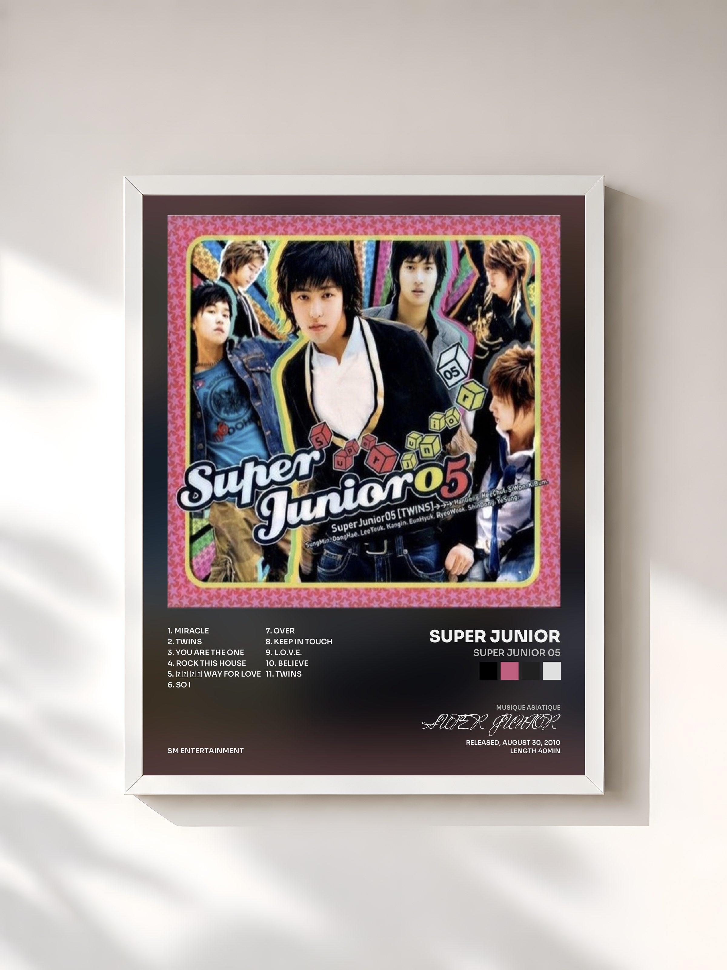 #blanc Tableau de l'album Super Junior 05 de SUPER JUNIOR, cadre blanc, imprimé et encadré en France
